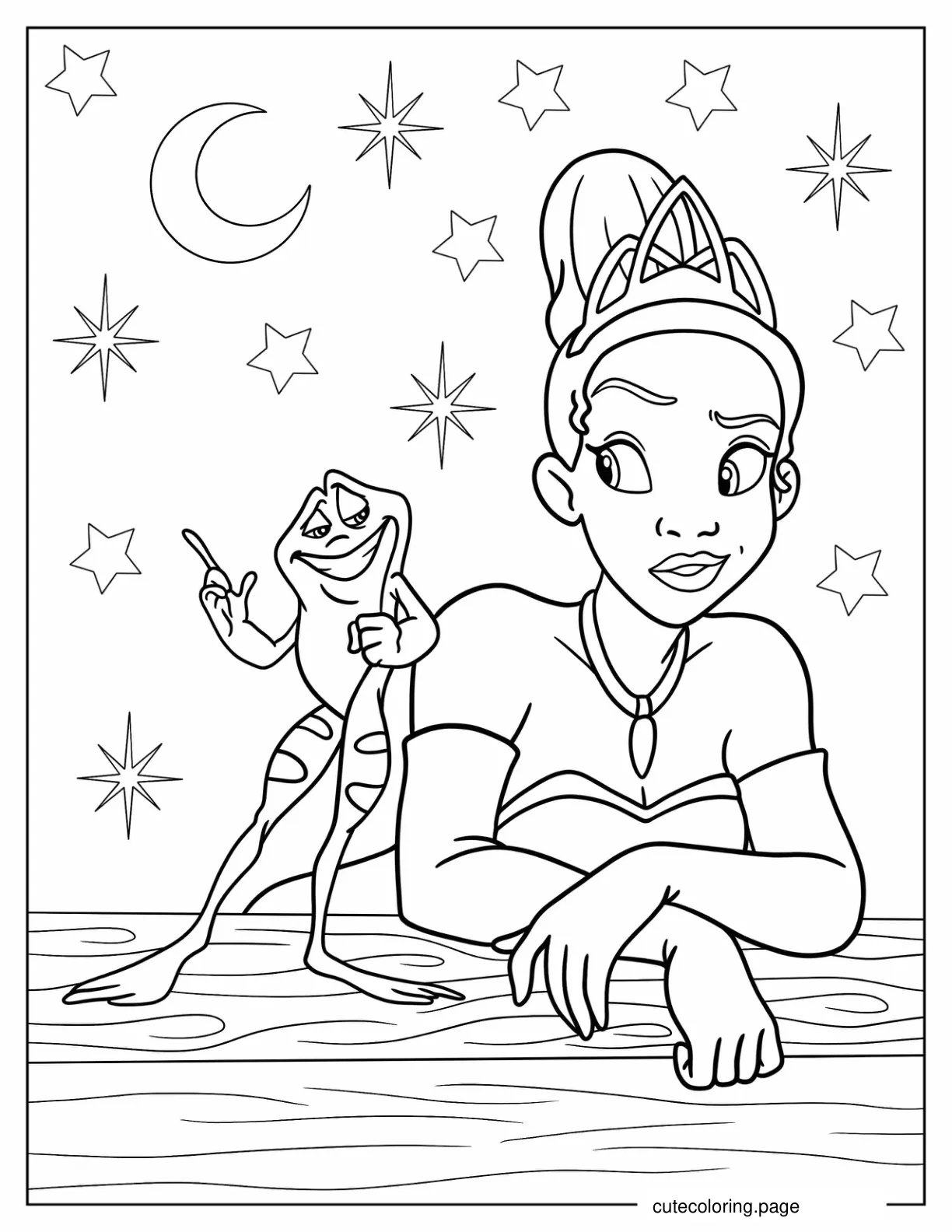 Tiana Talking To Frog Prince Naveen Coloring In coloring page