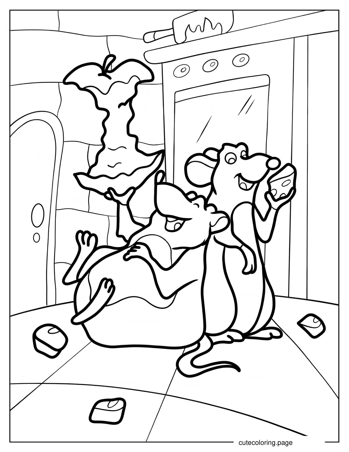 Cute Ratatouille Eating leftovers With Emile Coloring Page coloring page