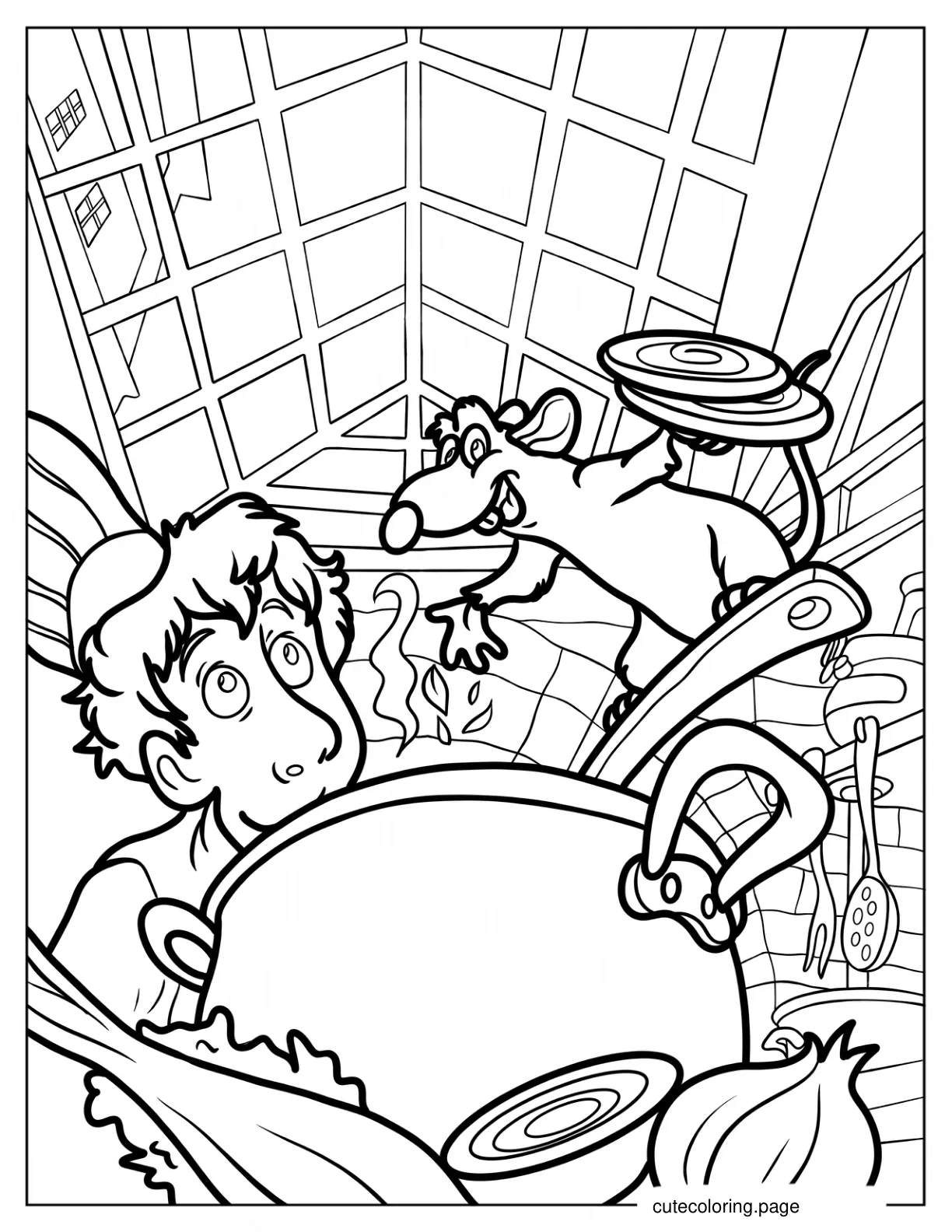 Detailed Ratatouille And Alfredo Cooking Coloring Sheet coloring page