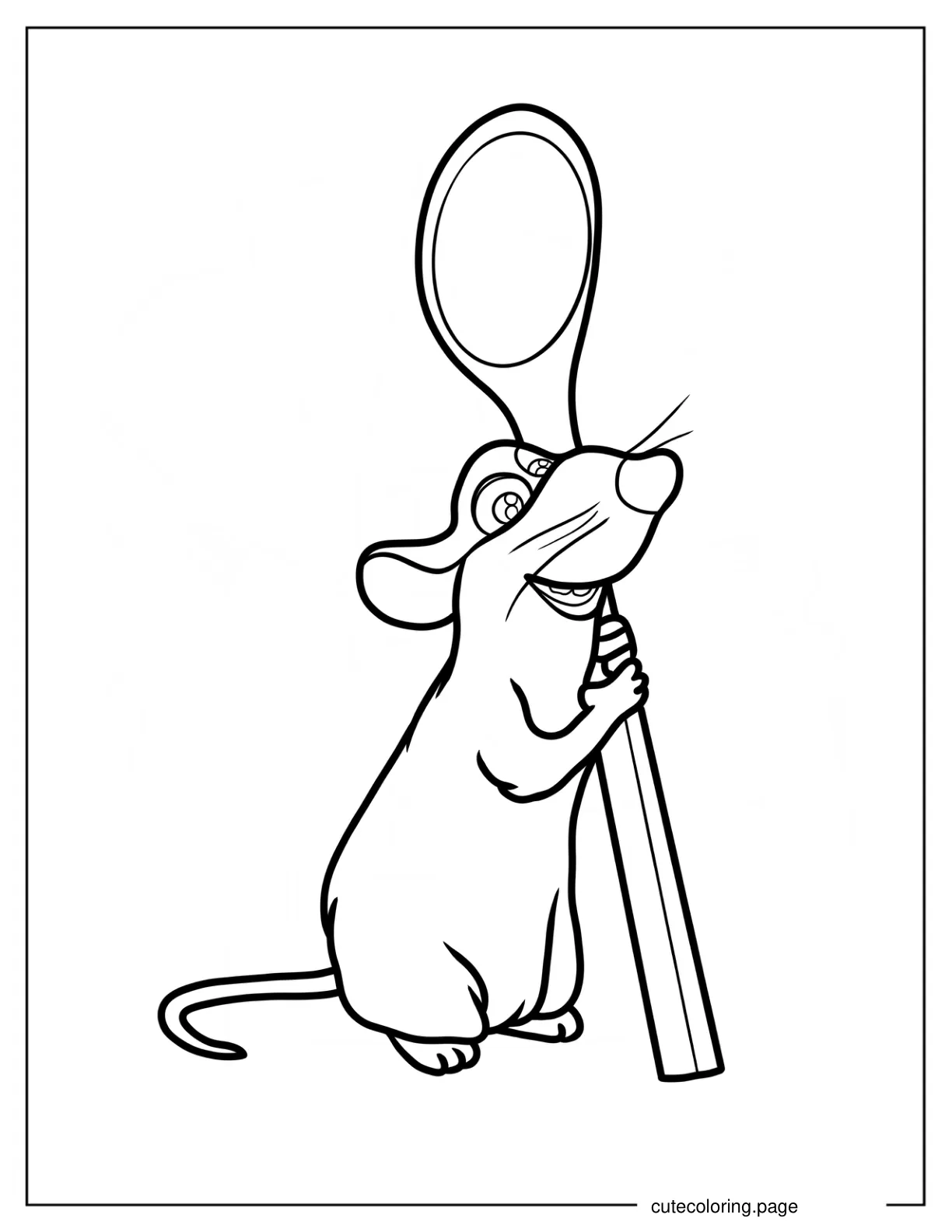 Kawaii Ratatouille Holding A Ladle Coloring Page For Preschoolers coloring page