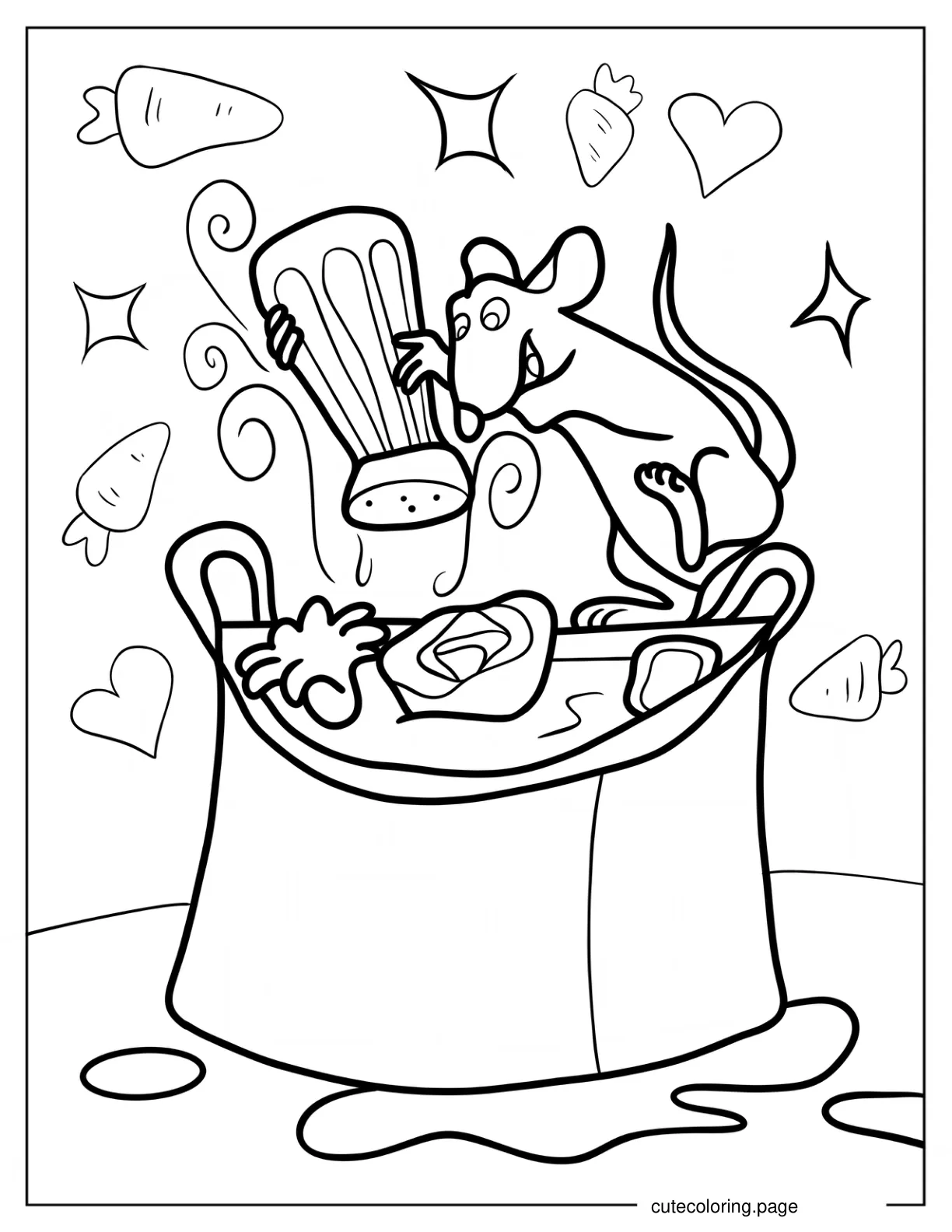 Ratatouille Adding Salt To A Pot Coloring Sheet For Kids coloring page