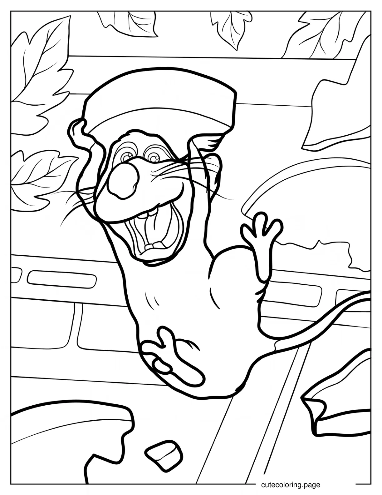 Ratatouille Carrying A Slice Of Cheese Coloring Sheet coloring page