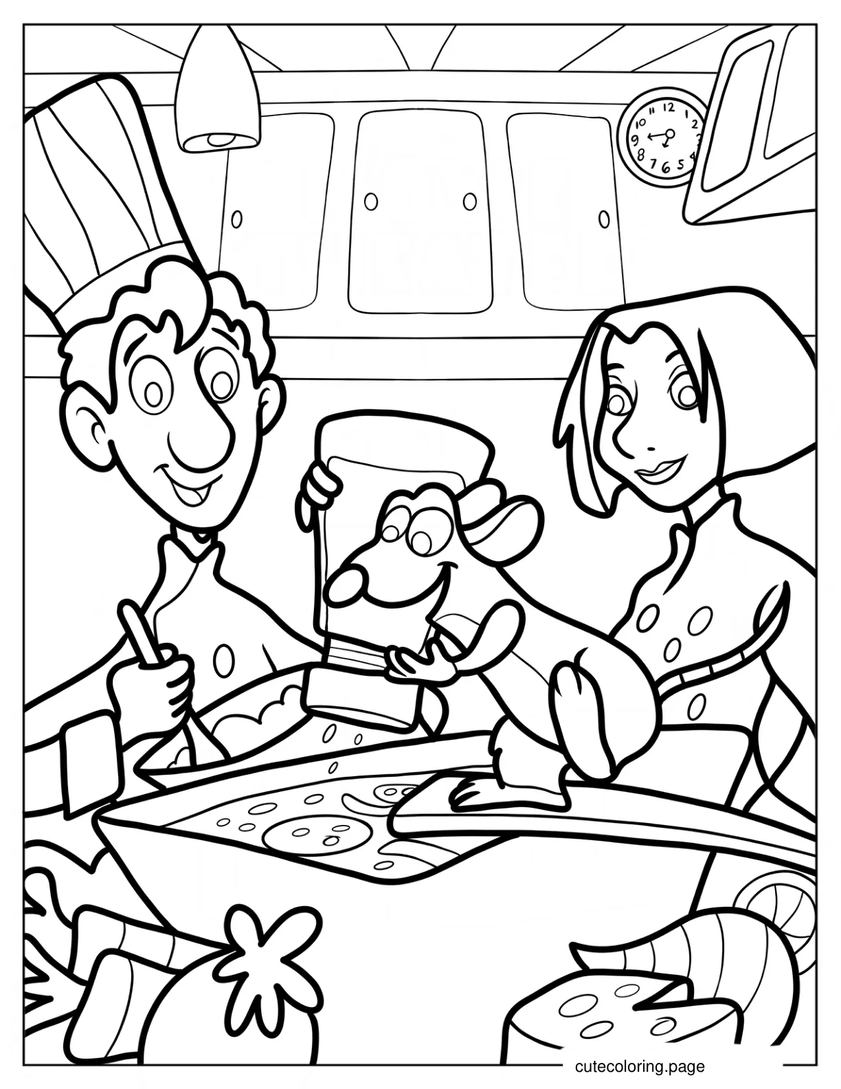 Ratatouille Cooking With Alfredo And Colette Coloring Sheet coloring page