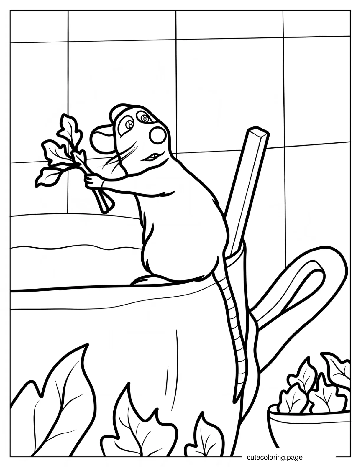 Ratatouille Dropping Herbs In A Pot Coloring Page For Kids coloring page