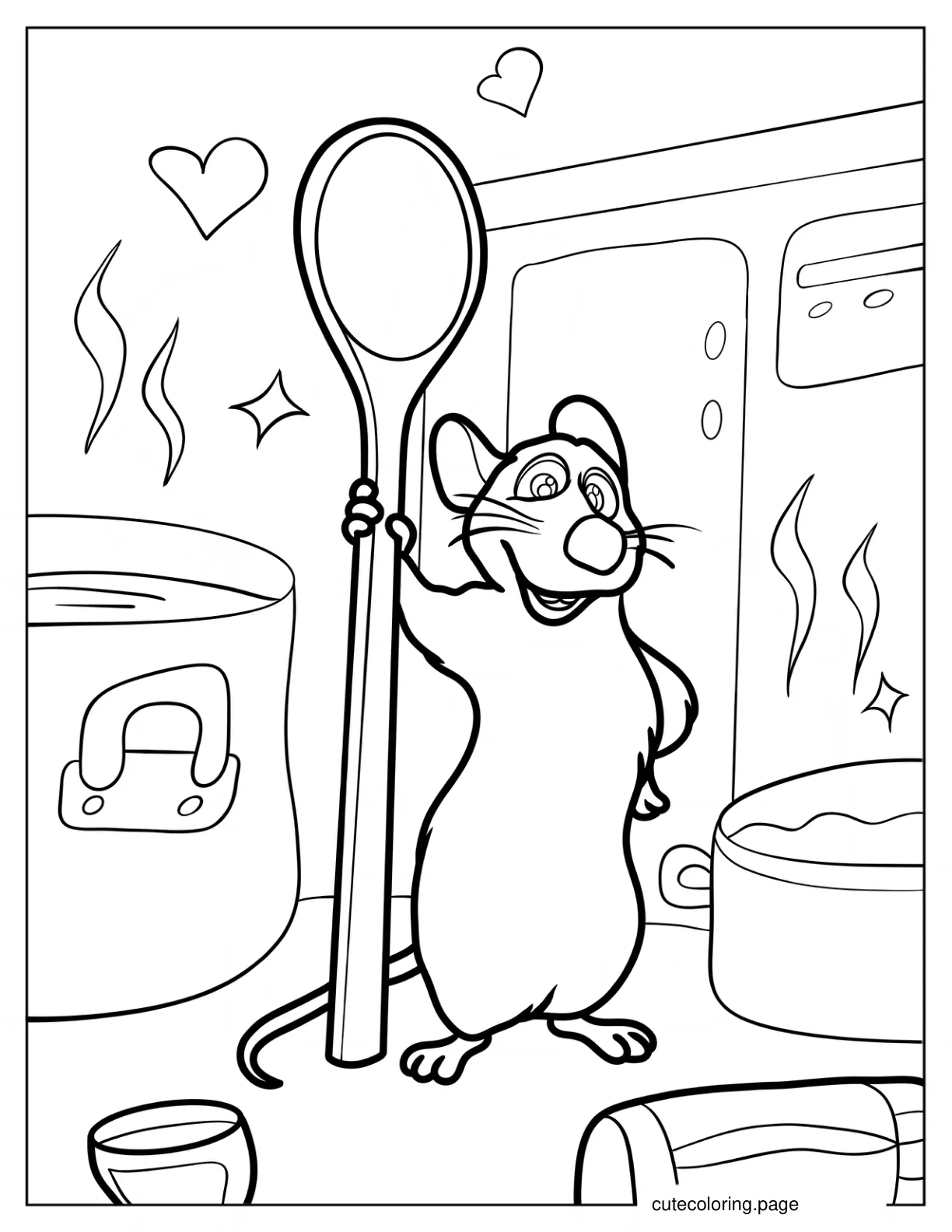 Ratatouille Holding a Ladle In The Kitchen Coloring Sheet coloring page