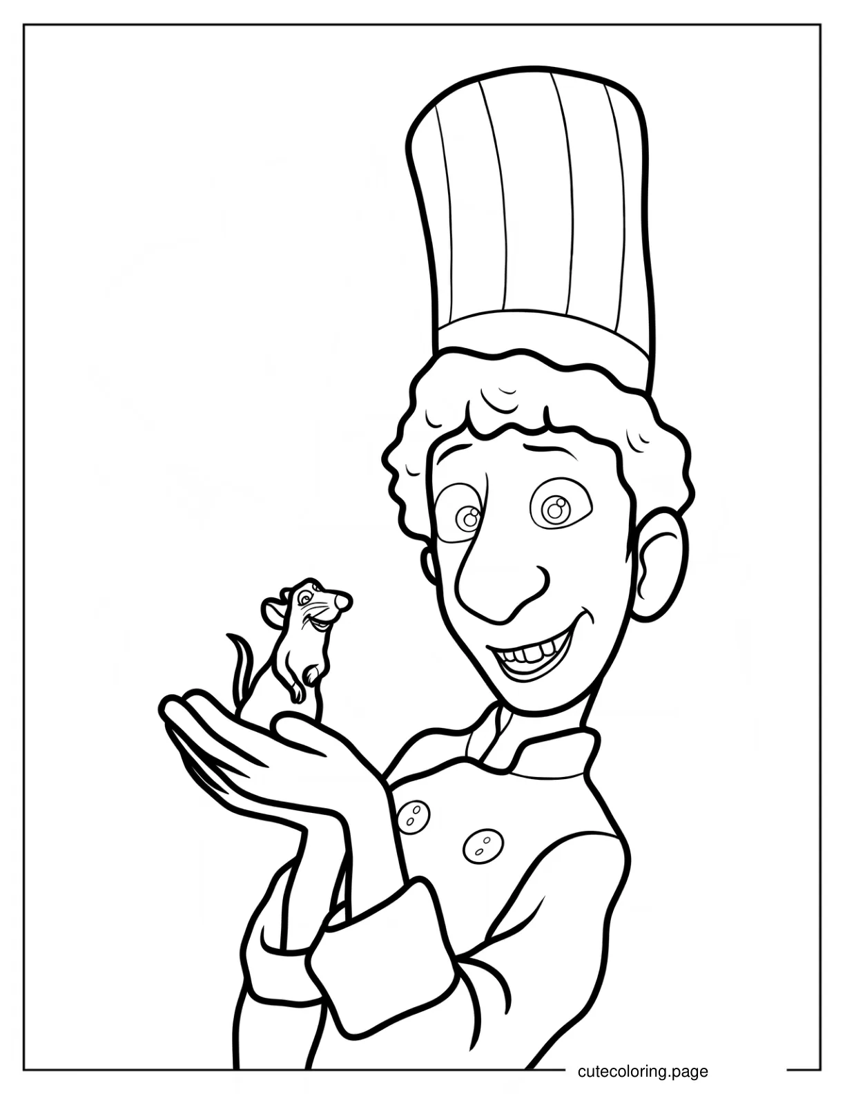 Simple Alfredo Holding Ratatouille Coloring Page For Preschoolers coloring page