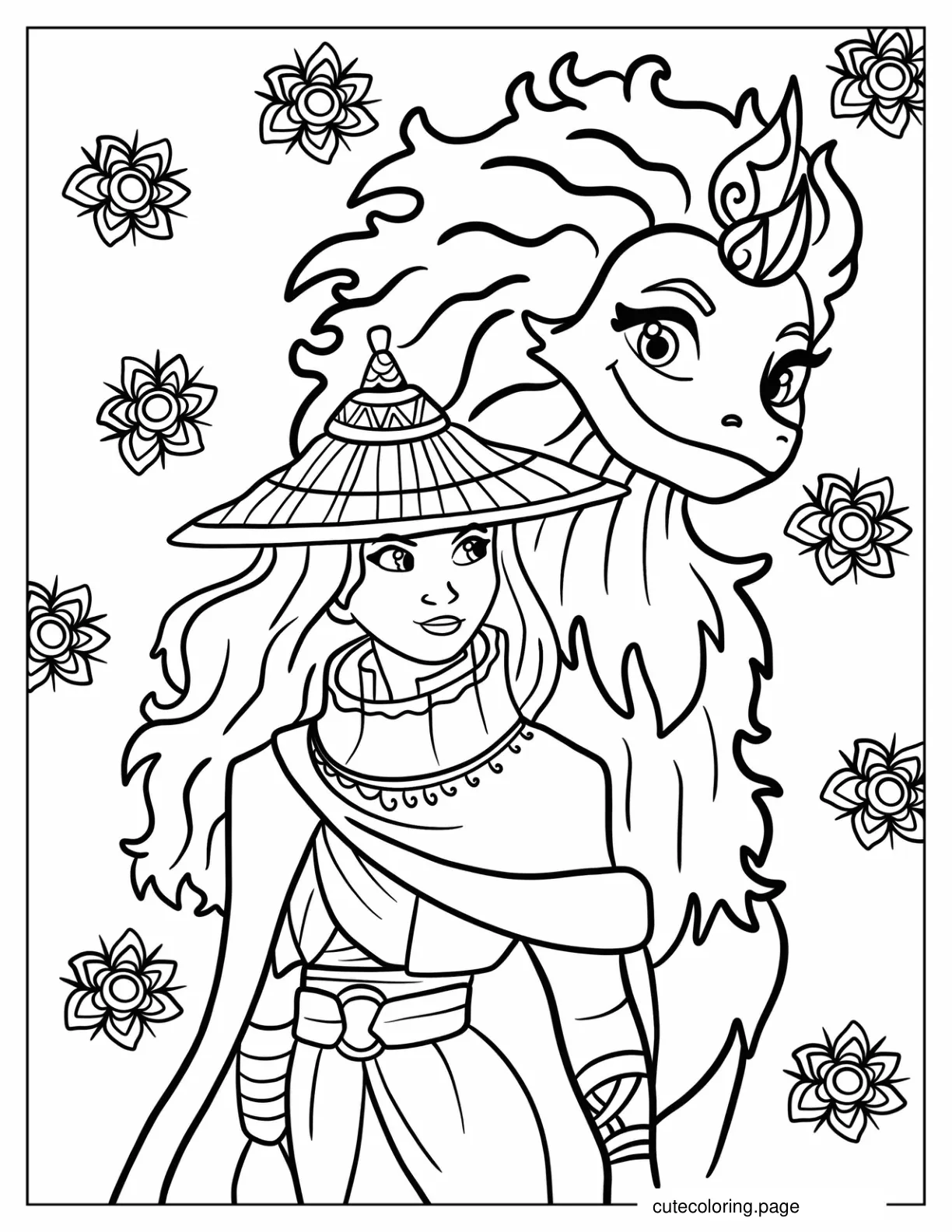 Cute Raya And Sisu Back To Back Coloring Sheet coloring page