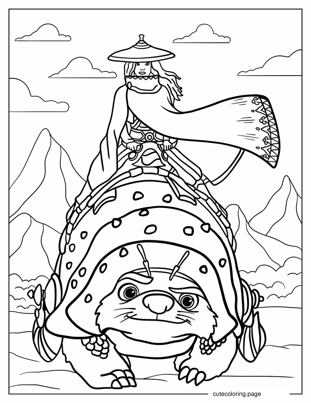 Raya Riding Tuk Tuk In The Desert Coloring Page coloring page