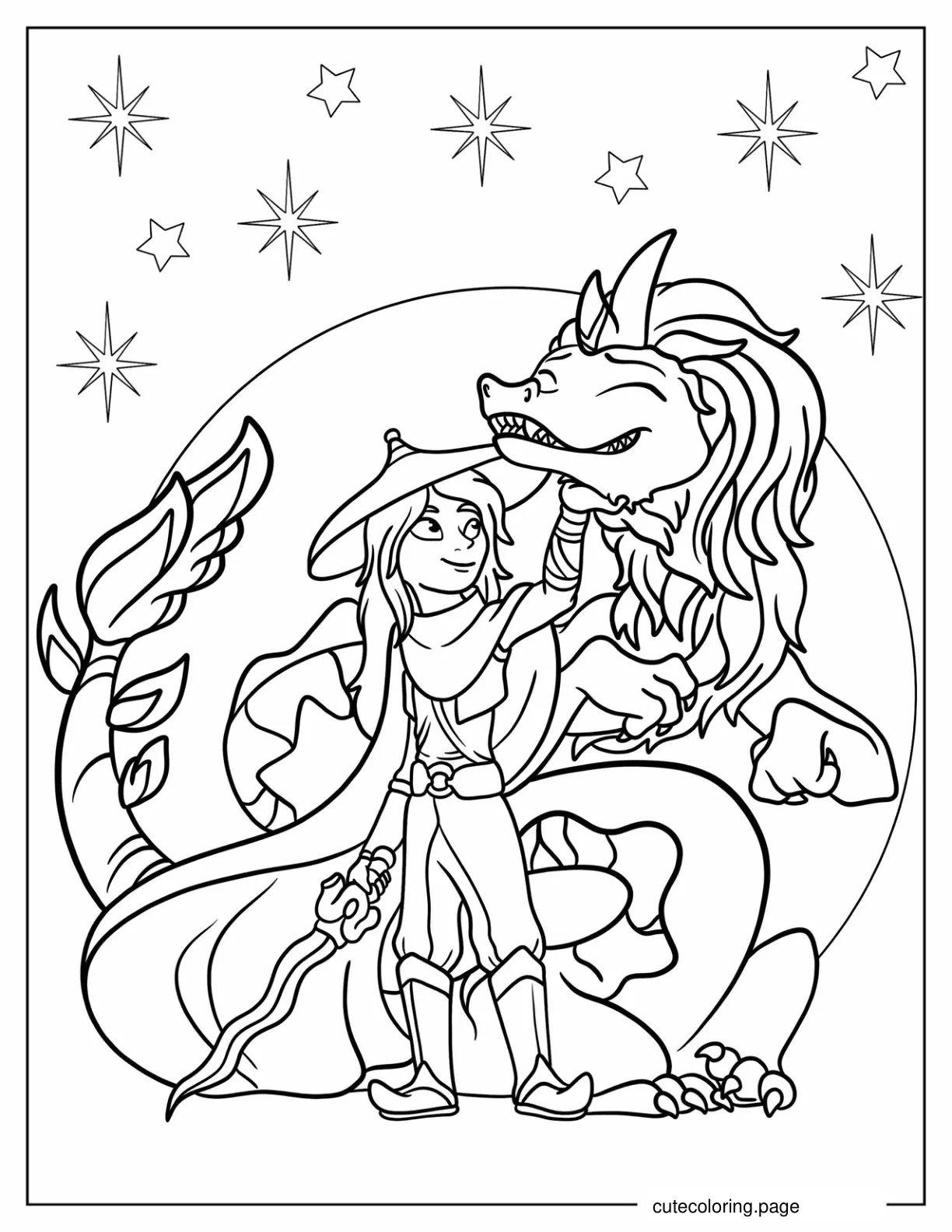 Raya Tickling Sisu_s Chin Coloring Page For Kids coloring page