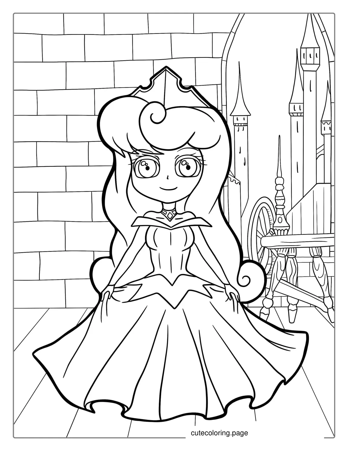 Easy Sleeping Beauty Coloring Picture For Kids coloring page