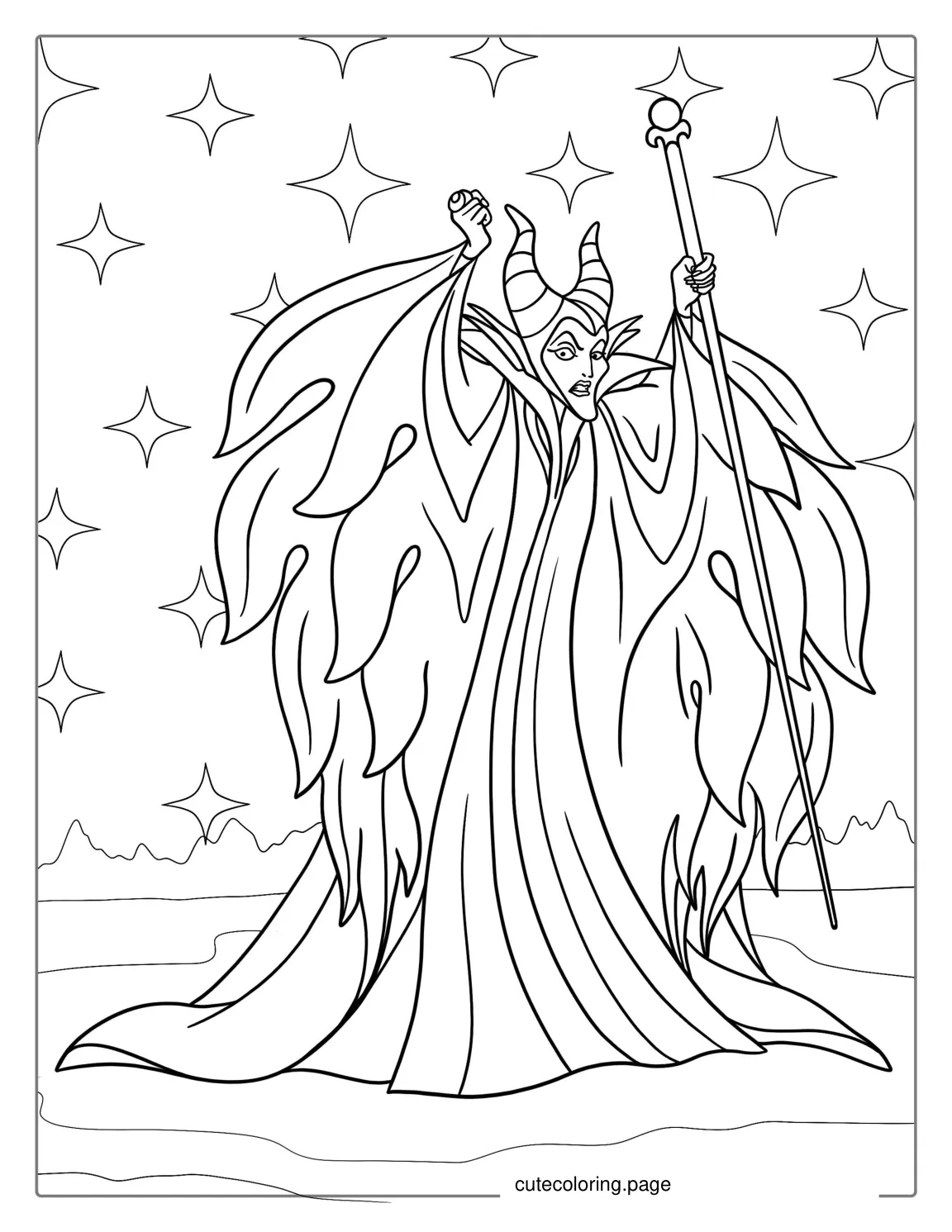 Evil Maleficent Character To Color coloring page