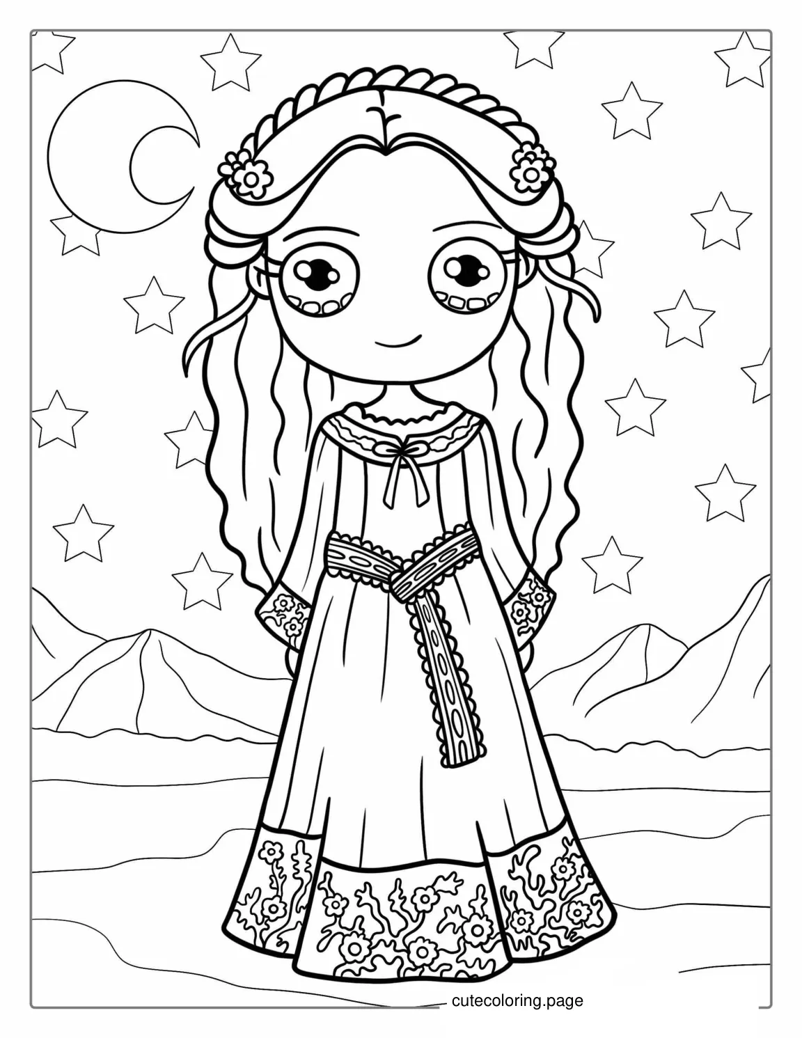 Simple Outline Of Sleeping Beauty To Color coloring page