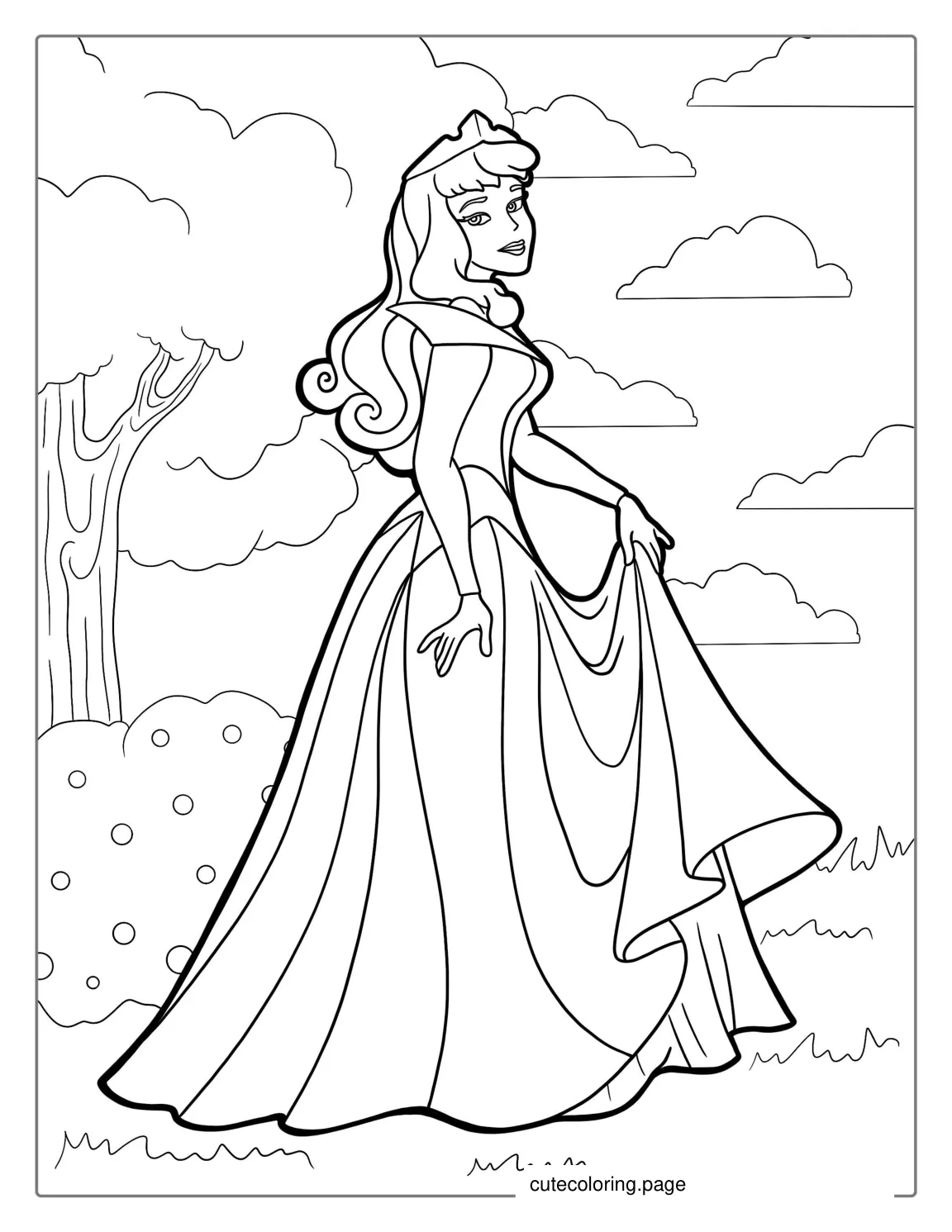 Simple Outline Of Sleeping Beauty To Color1 coloring page