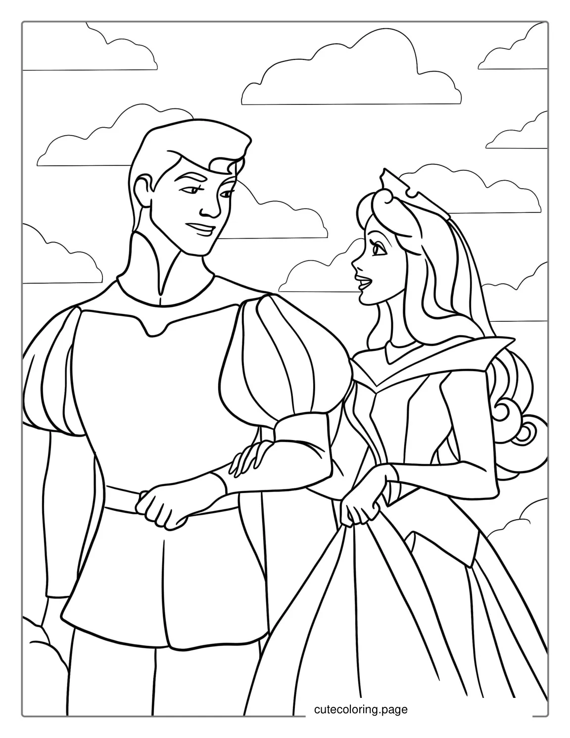 Sleeping Beauty And Prince Phillip To Color coloring page