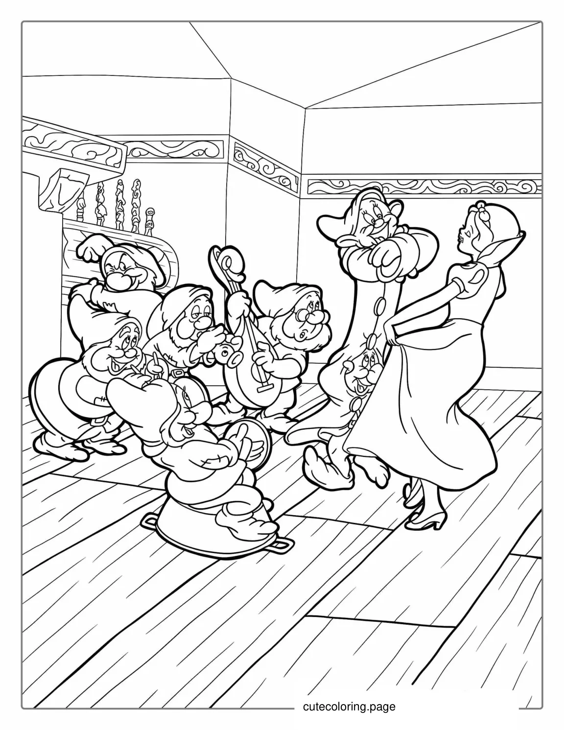 Coloring Page Of Snow White Dancing coloring page