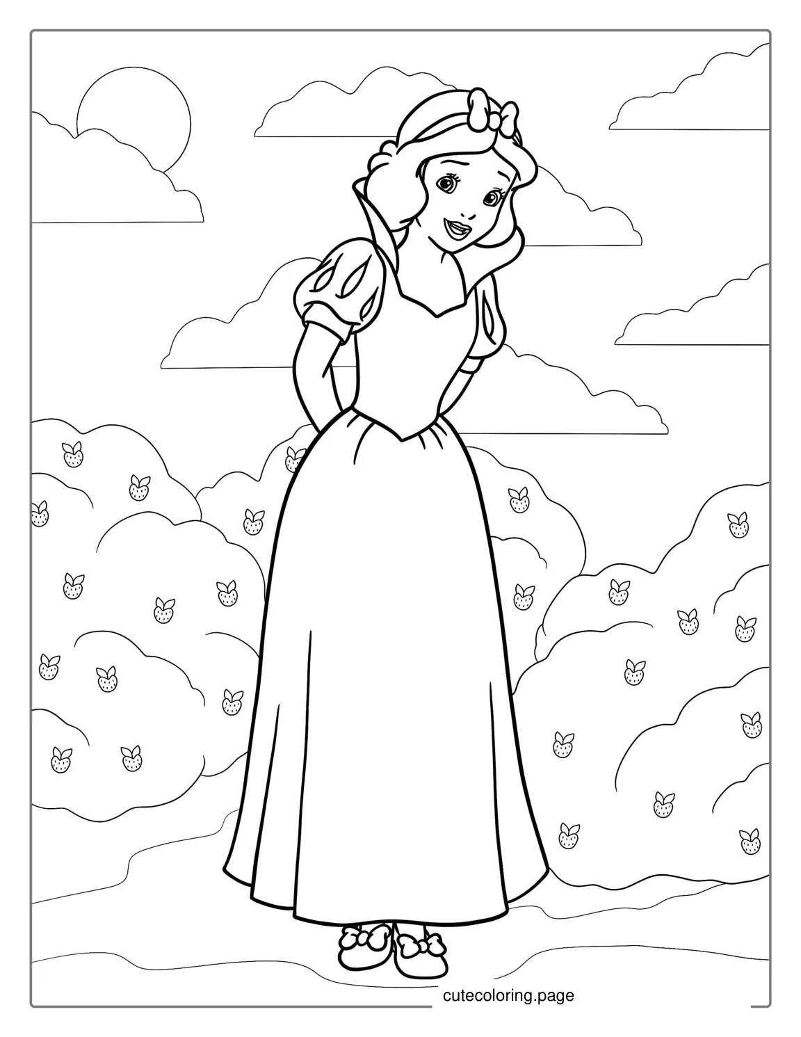 Easy Outline Of Snow White To Color For Kids coloring page