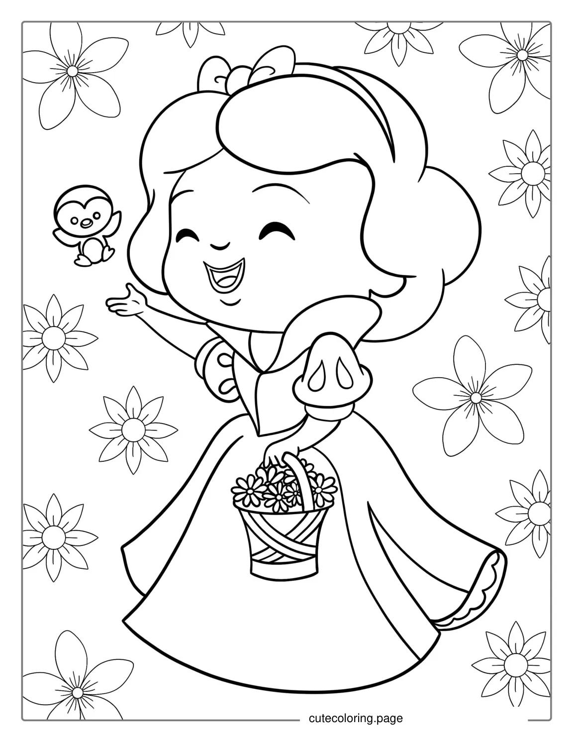 Simple Kawaii Snow White Coloring Page coloring page