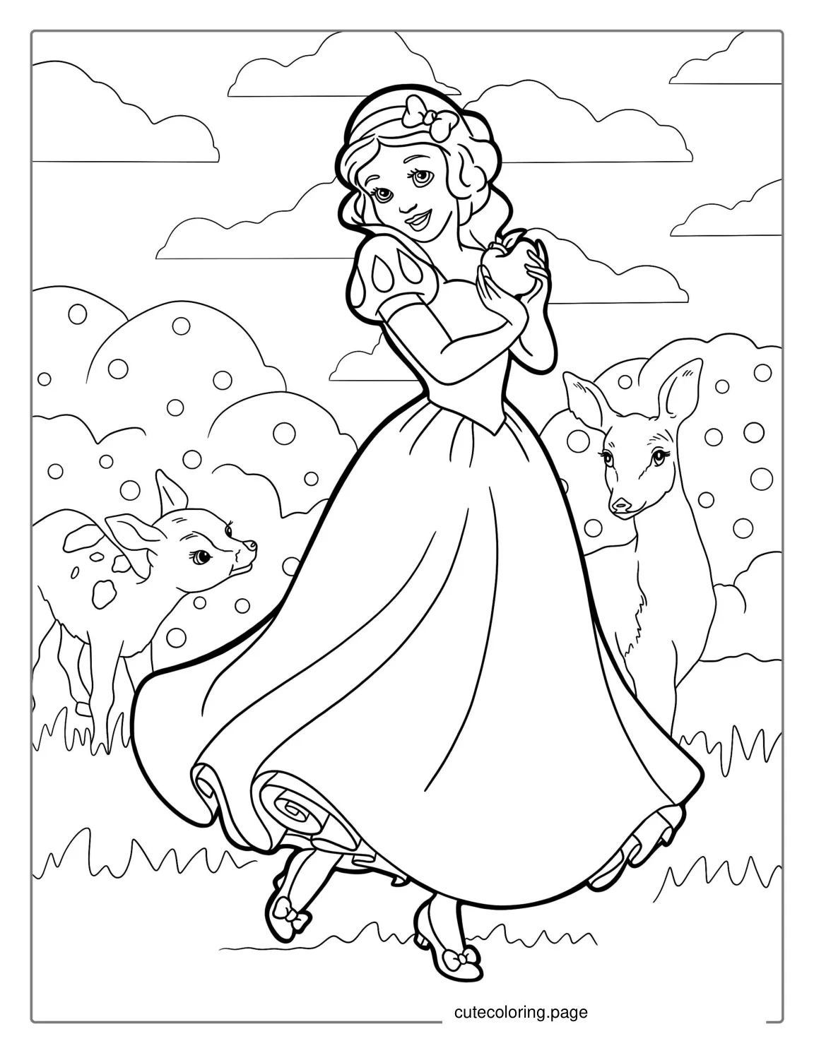 Snow White Holding The Poisoned Apple Coloring Page coloring page