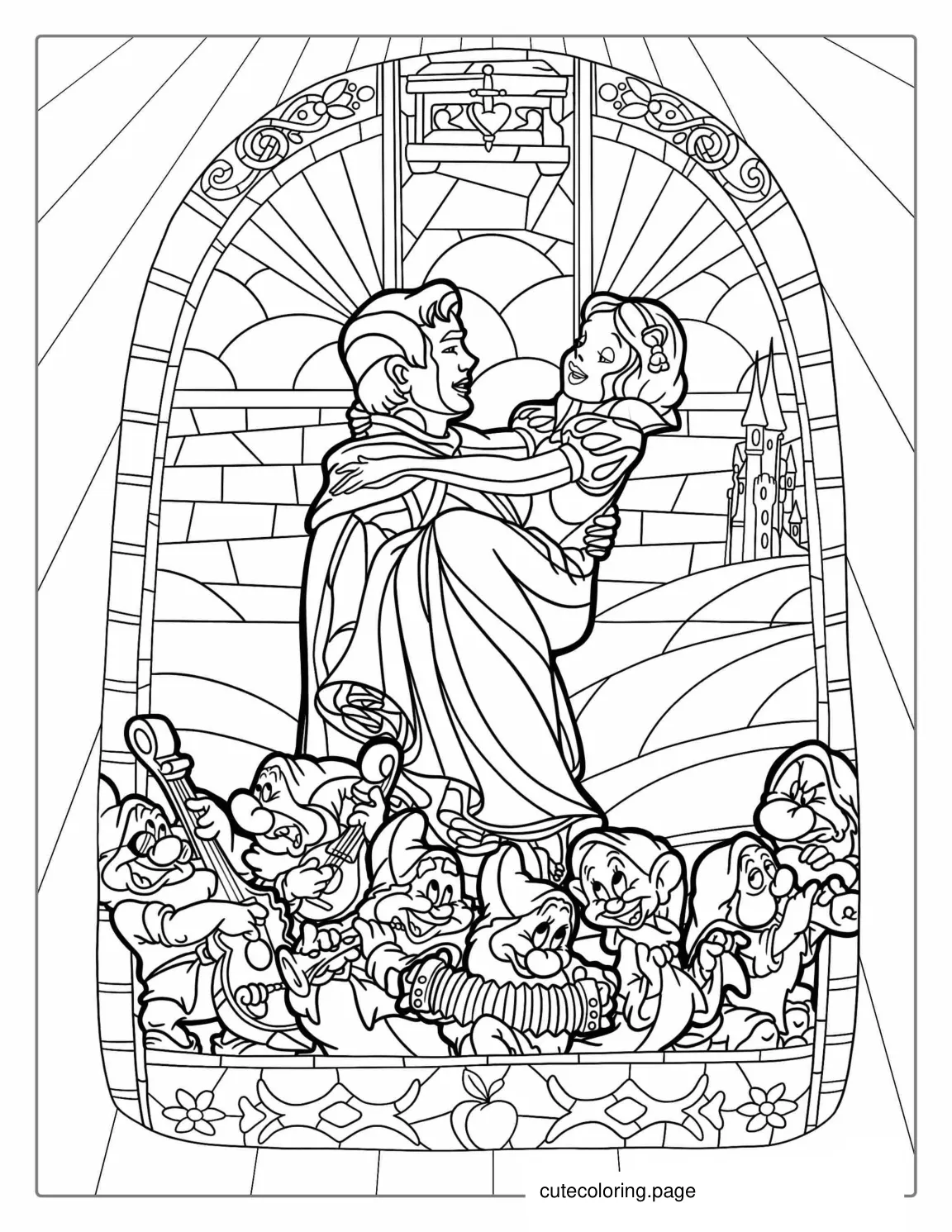 Snow White Stained Glass Coloring Page coloring page