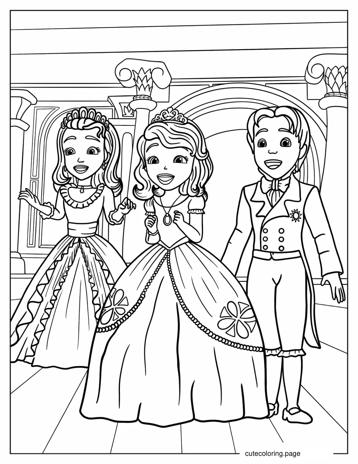 Detailed Sofia The First Prince James And Princess Amber Coloring Page coloring page