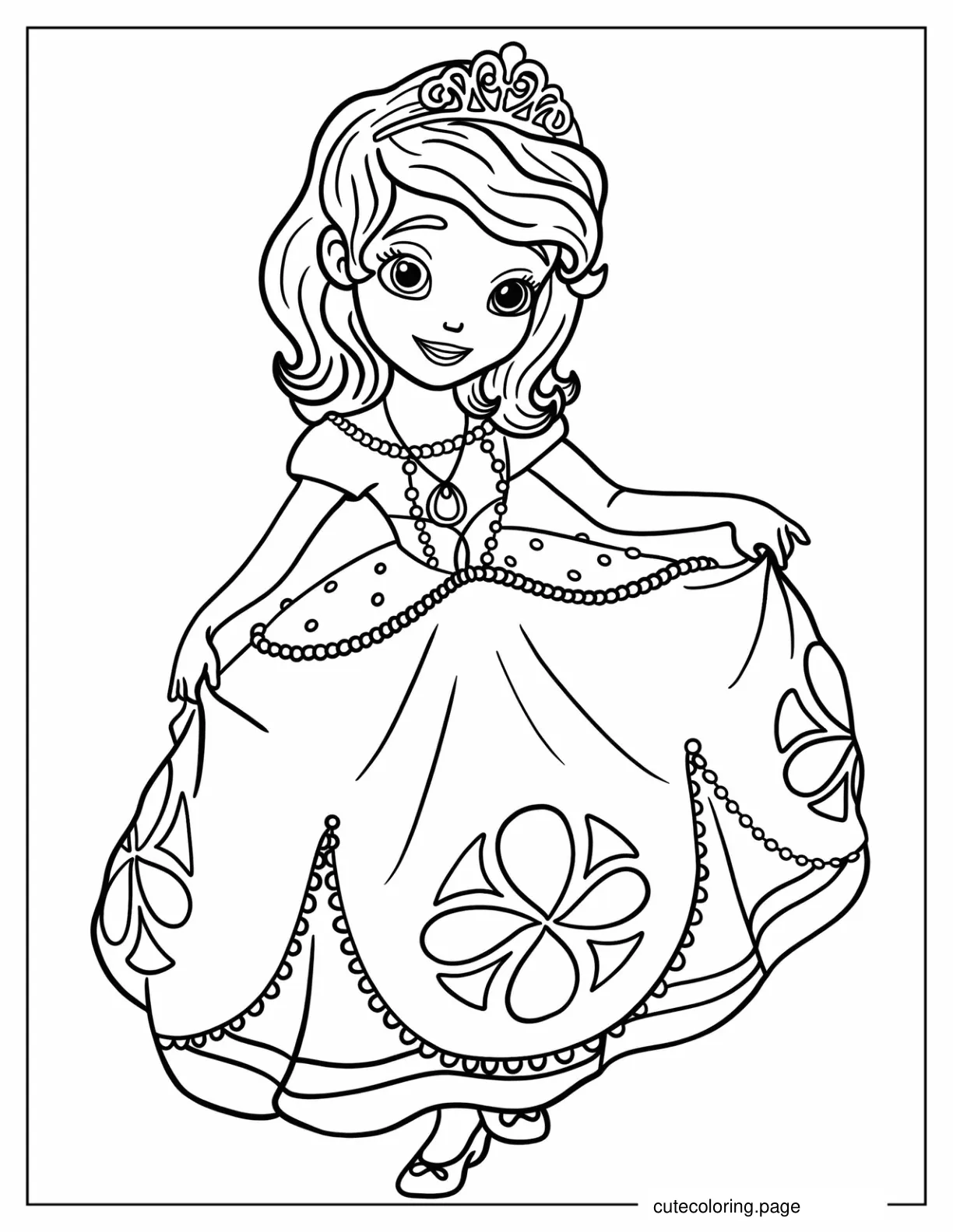 Princess Sofia Curtsying Coloring Sheet For Kids  coloring page