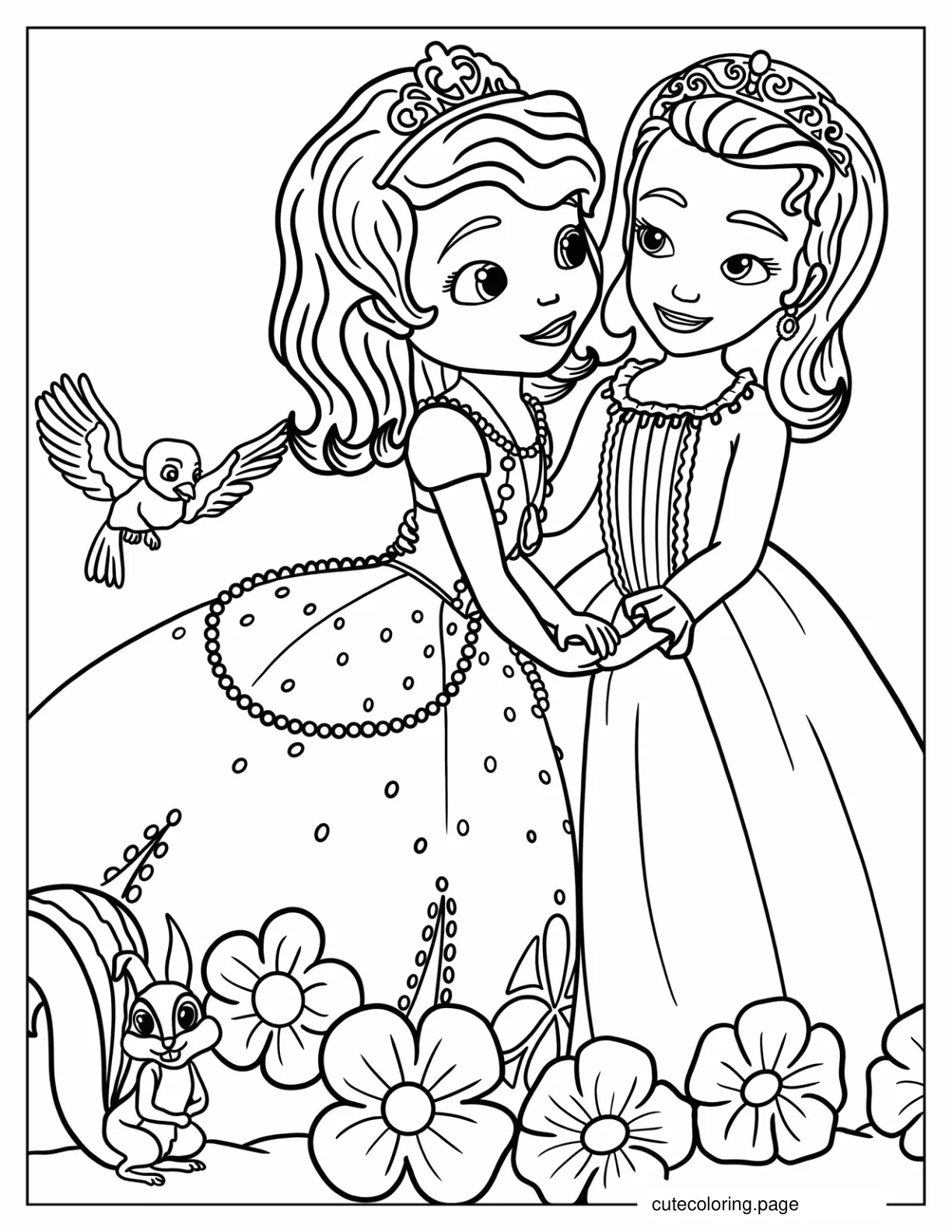 Princess Sofia With Princess Amber Coloring Sheet coloring page