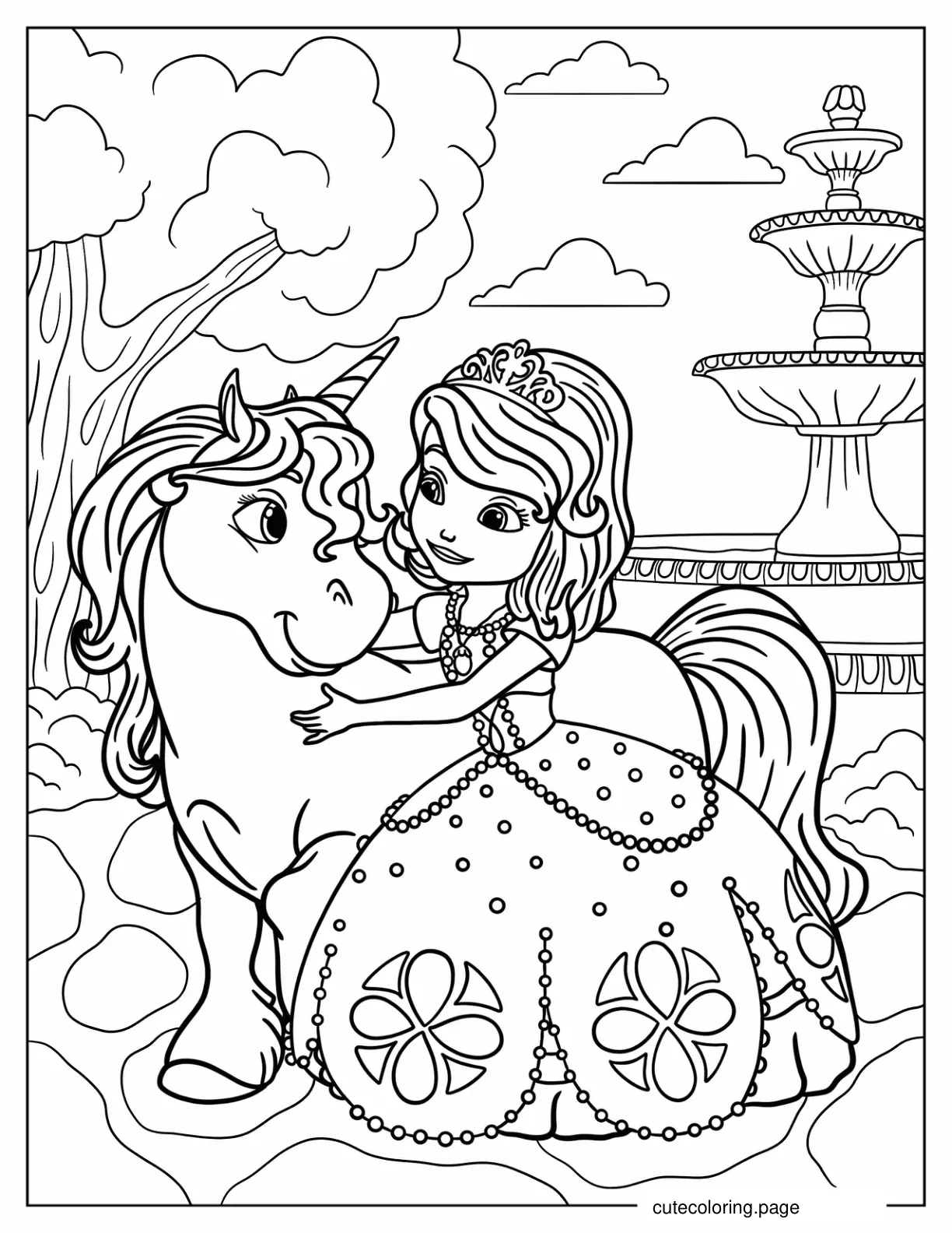 Princess Sofia With Skye The Unicorn Coloring Sheets coloring page