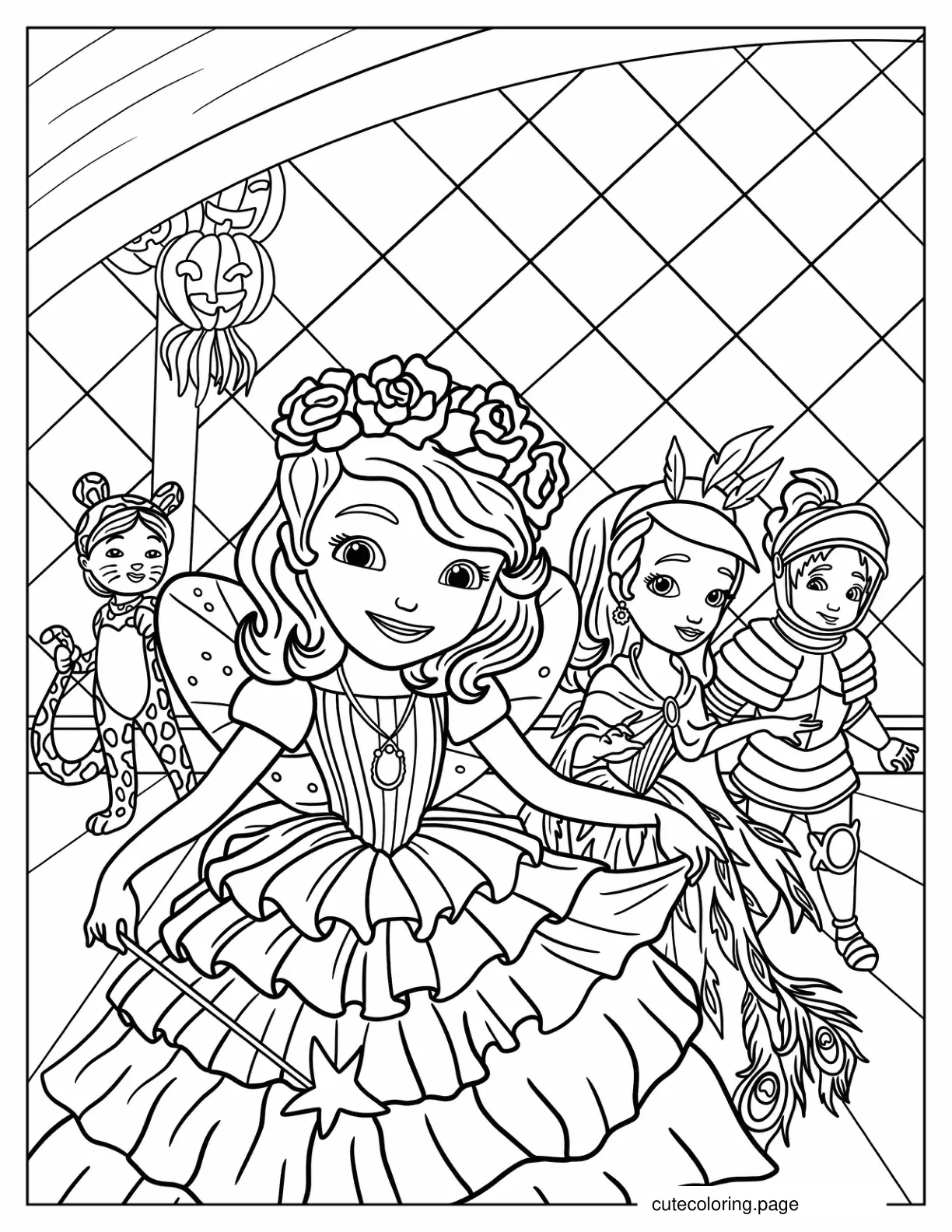 Sofia The First Halloween Ball Coloring Page coloring page