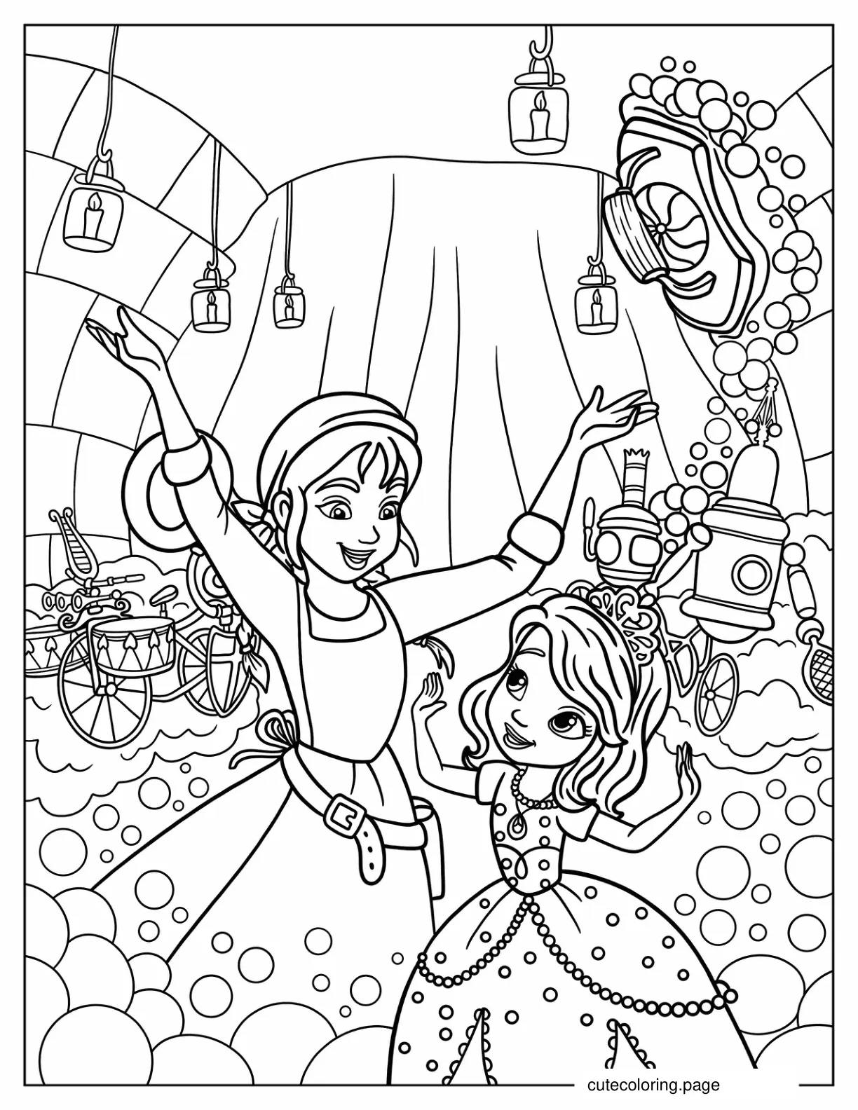 Sofia The First Having Fun With Gwen Coloring Sheet coloring page