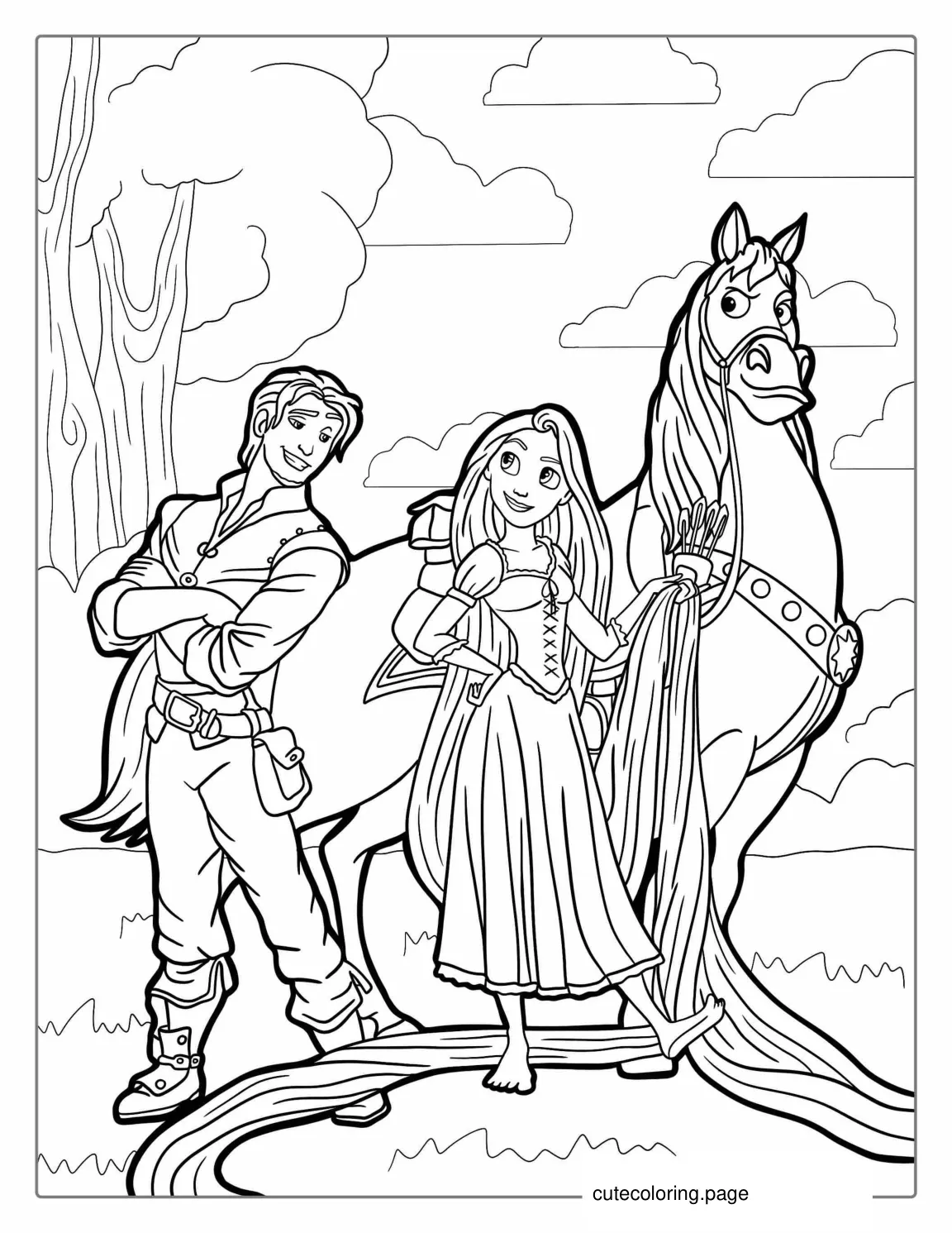 Characters From Tangled Movie To Color coloring page