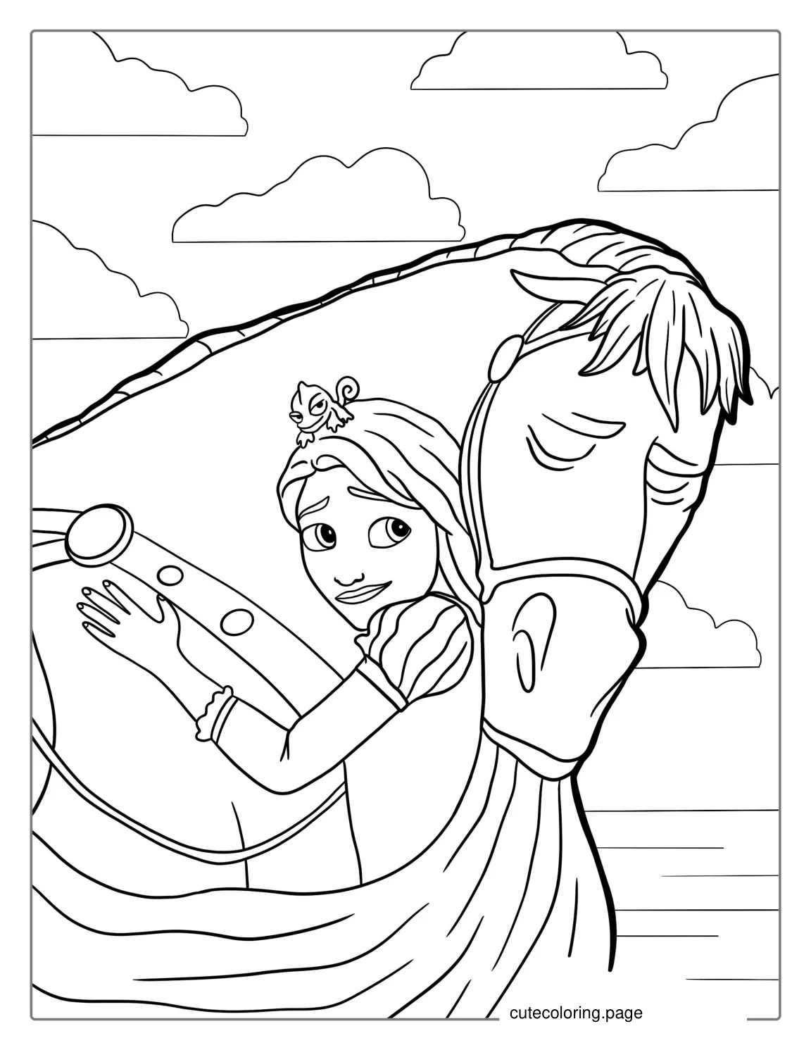 Rapunzel Comforting Maximus coloring page