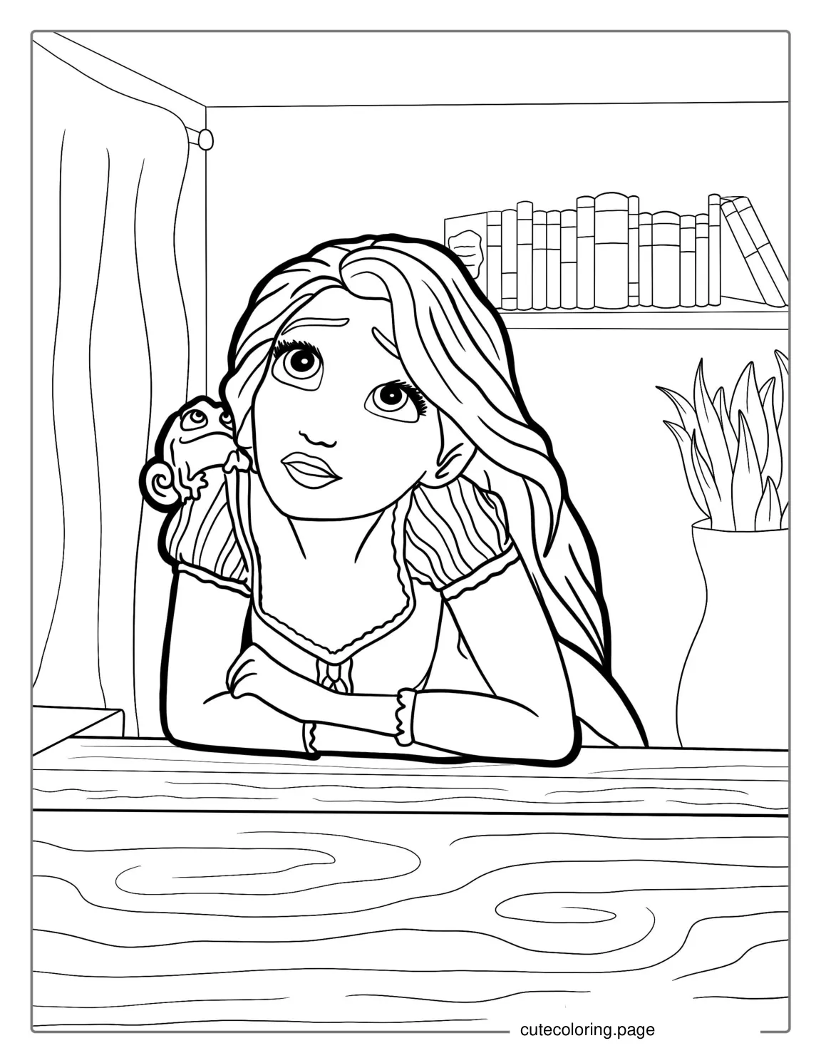 Rapunzel From Tangled Movie To Color coloring page