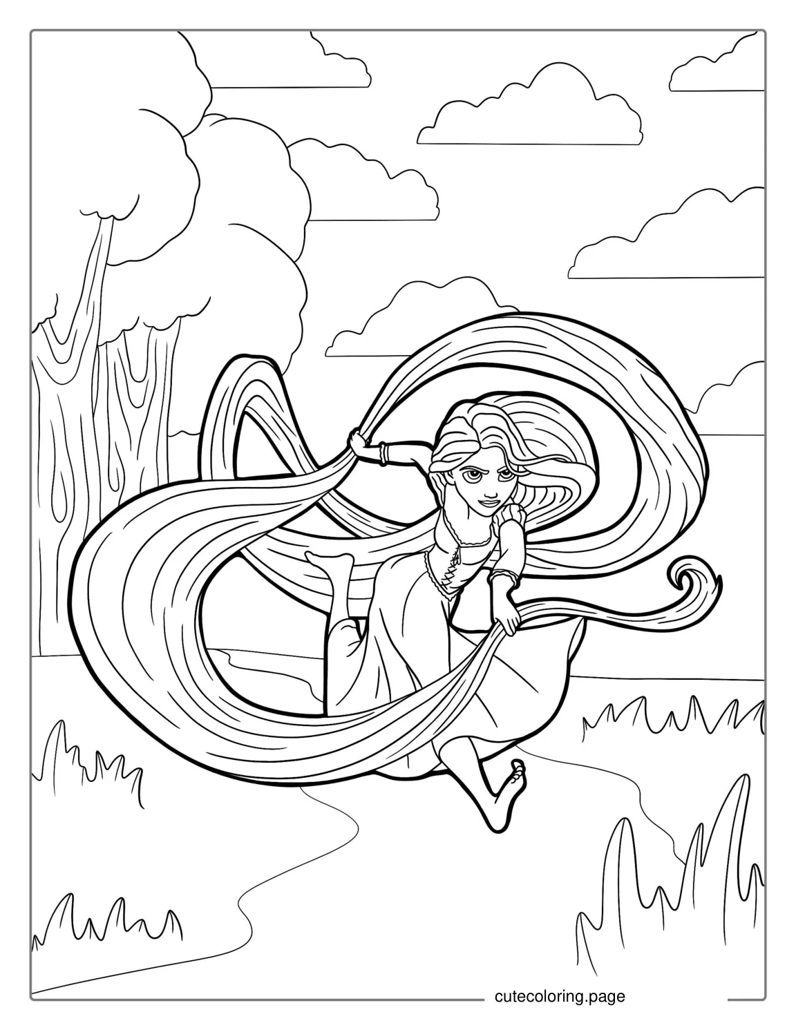 Rapunzel With Long Hair Coloring Page coloring page