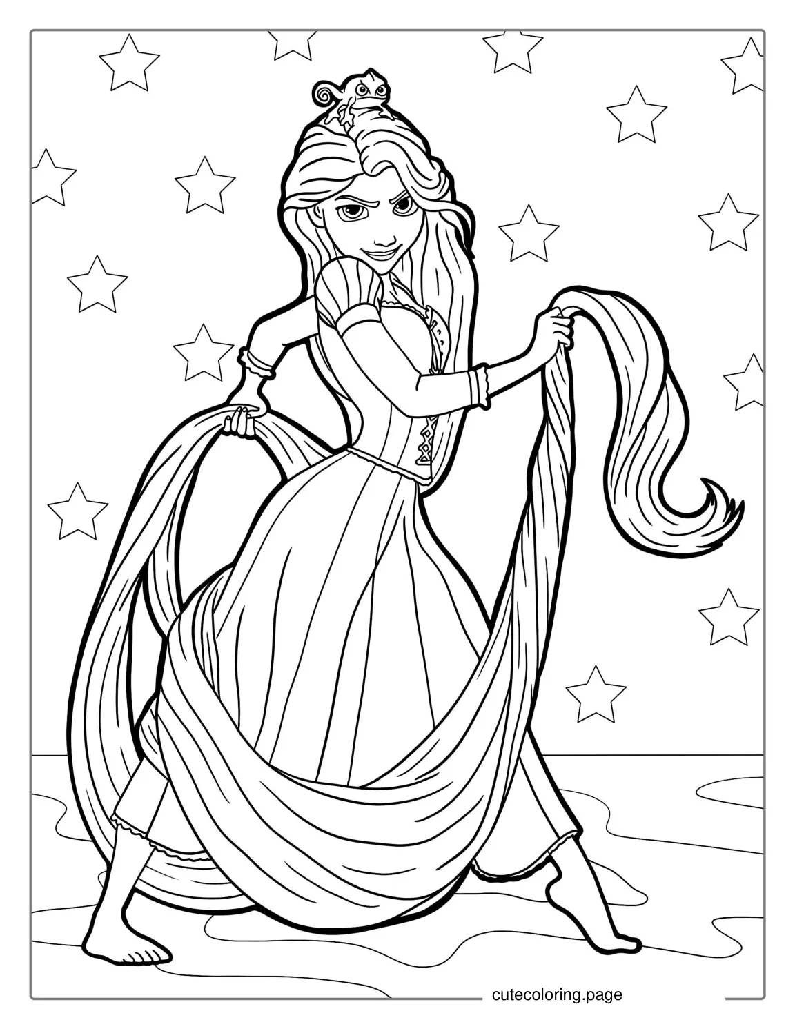 Tangled Coloring Page With Rapunzel coloring page