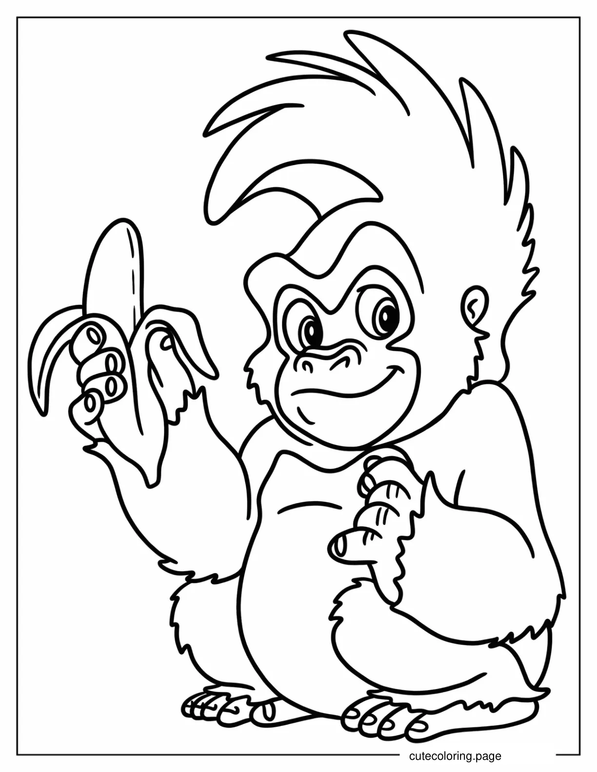 Baby Terk Holding Banana Coloring Page For Kids coloring page