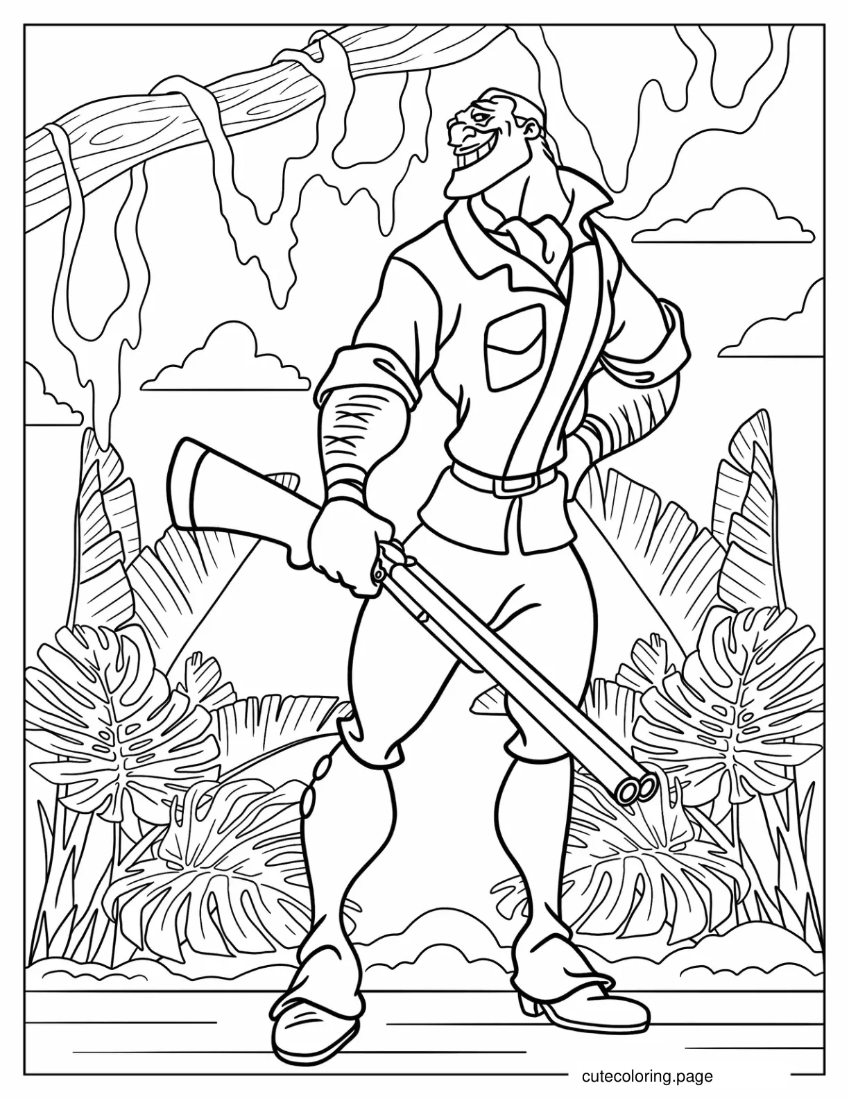 Clayton With Evil Smirk While Holding Shotgun Coloring Page coloring page