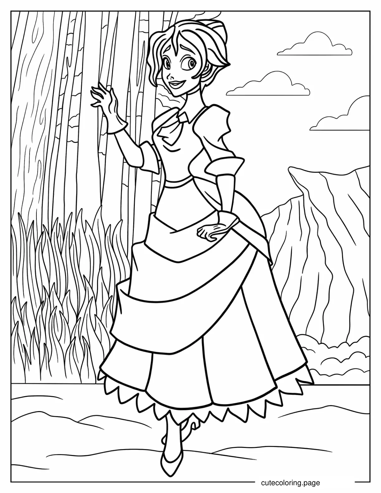 Jane Porter Wearing Gown And Gloves In Jungle Coloring Page coloring page