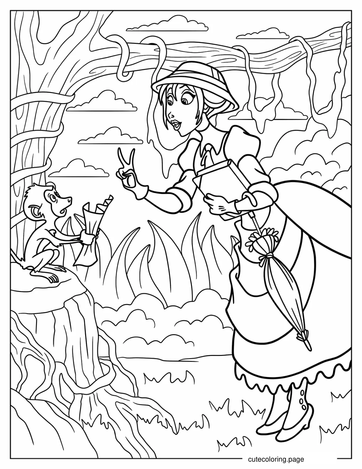 Jane Talking To A Chimpanzee coloring page