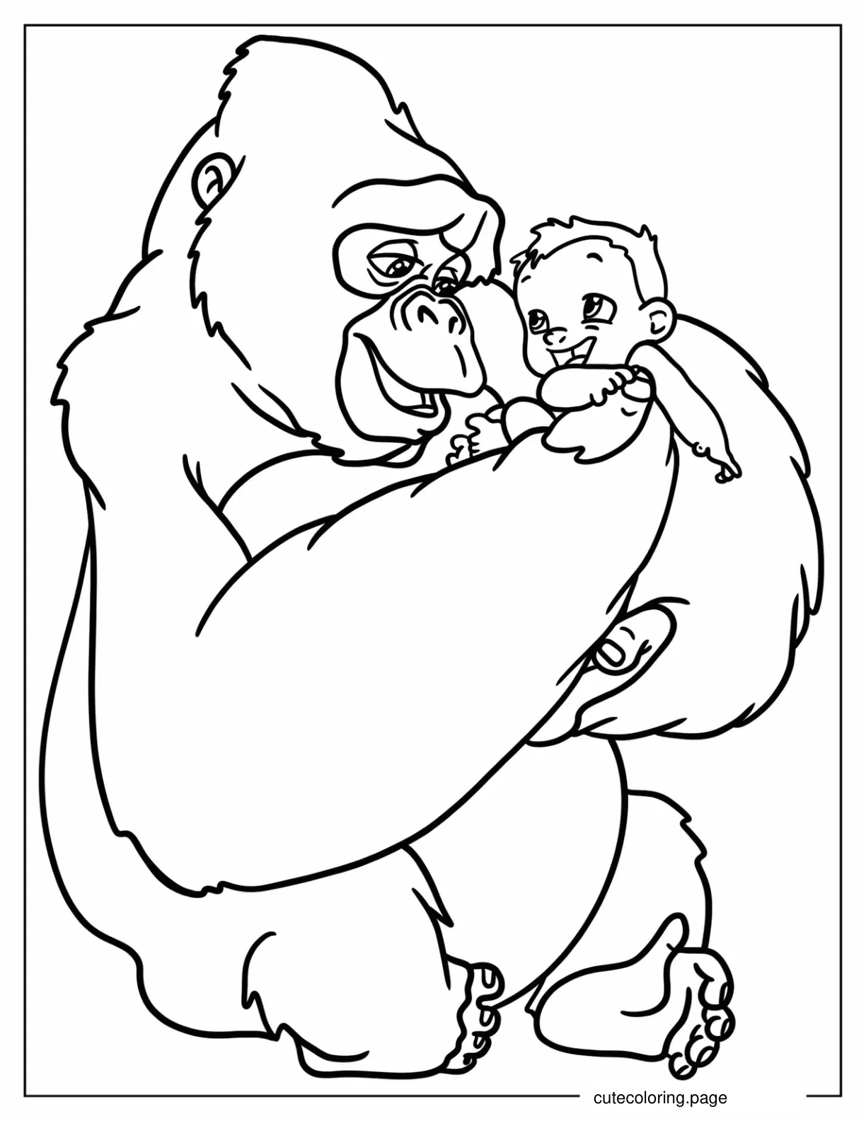 Kala Cradling Baby Tarzan Coloring Page For Kids coloring page