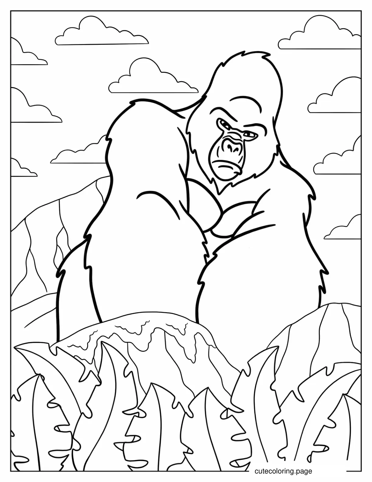 Simple Outline Of Kerchak The Gorilla coloring page