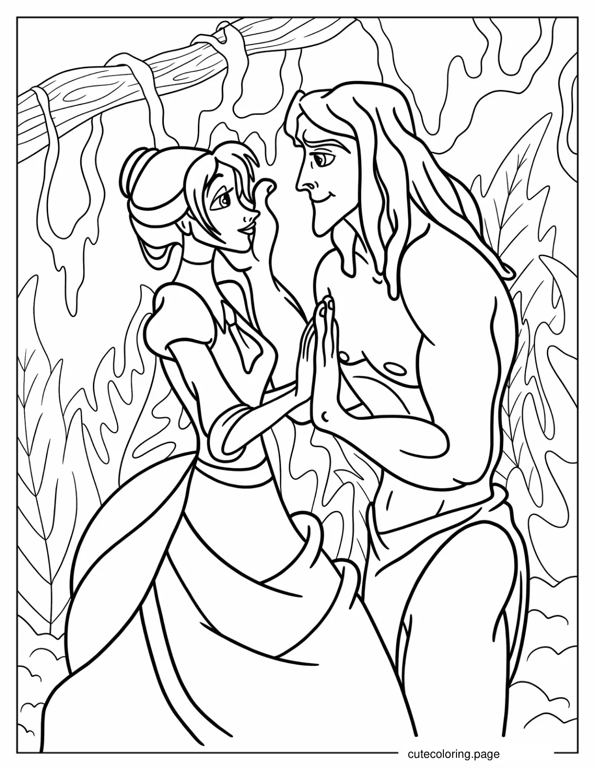 Tarzan Looking Lovingly At Jane Coloring Page coloring page