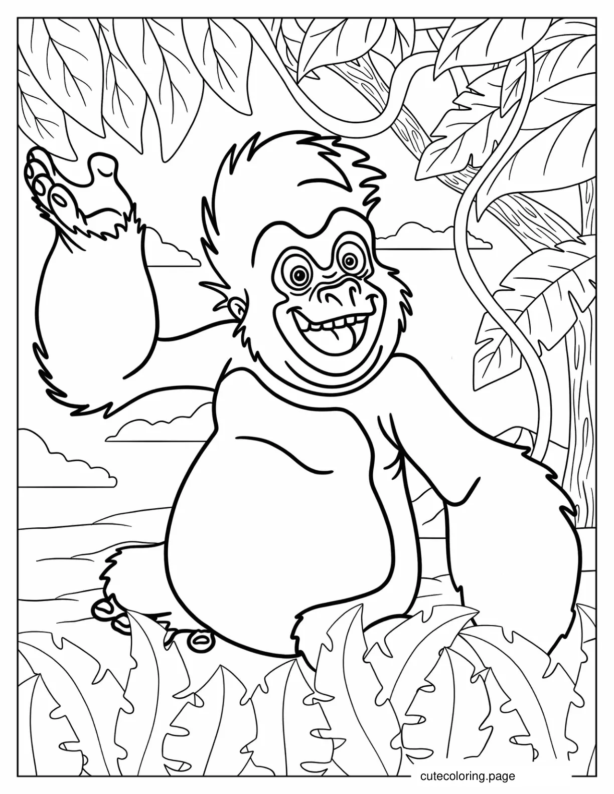 Terk Waving And Smiling Coloring Page coloring page