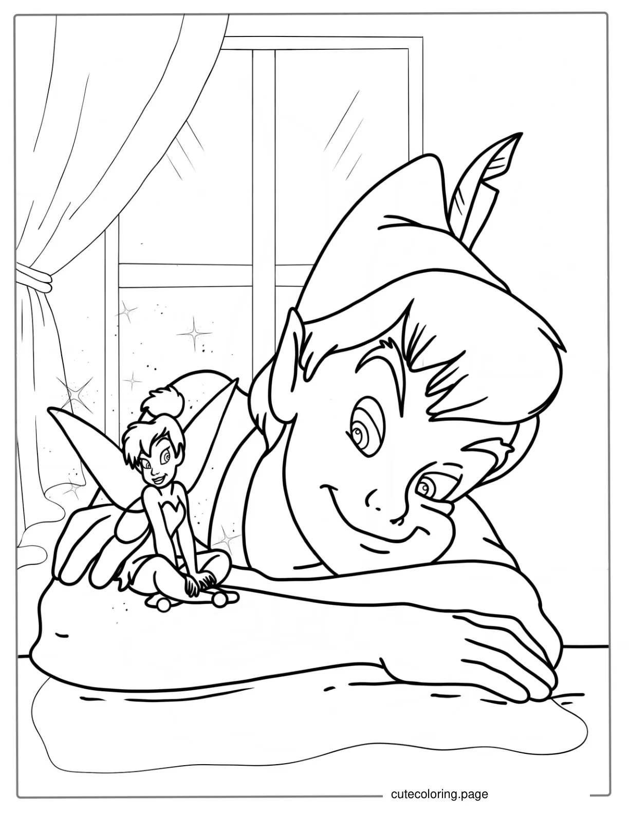 Easy Coloring Page Of Tinker Bell And Peter Pan coloring page