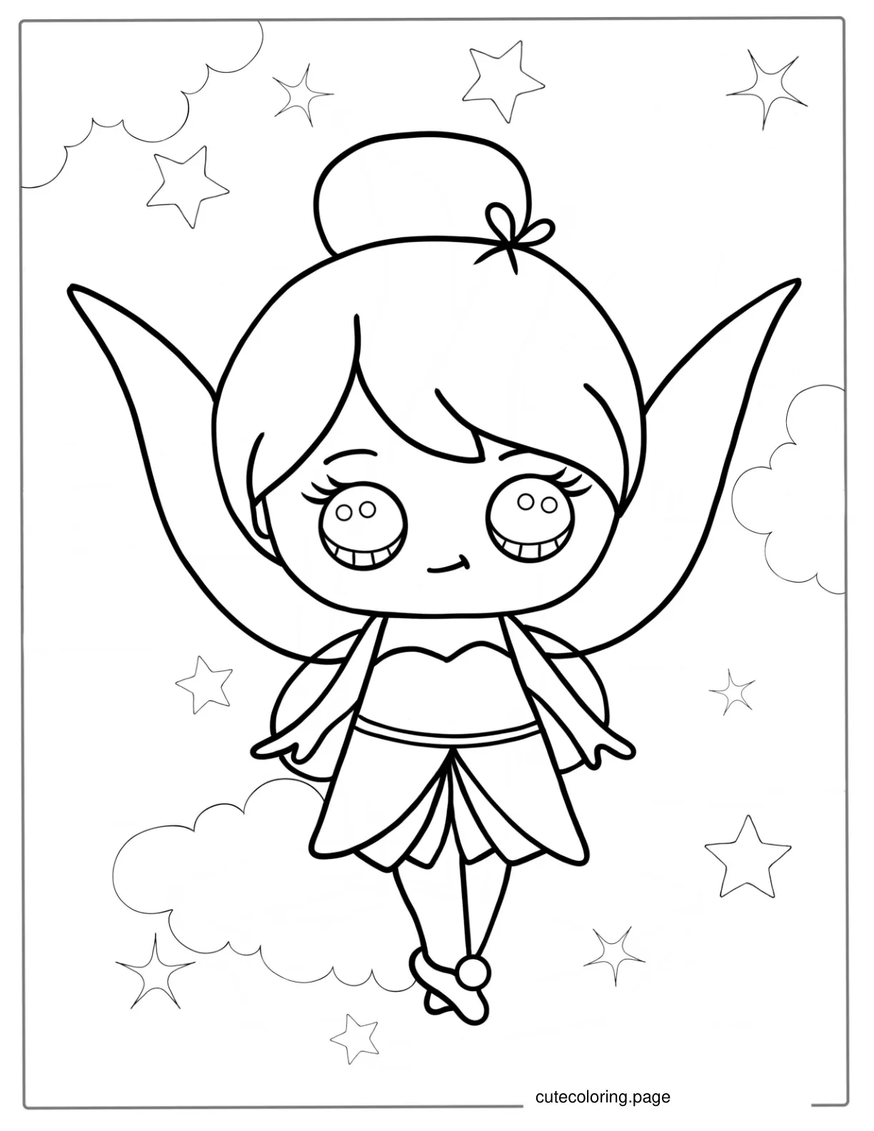 Easy Outline Of Tinker Bell To Color For Kids coloring page