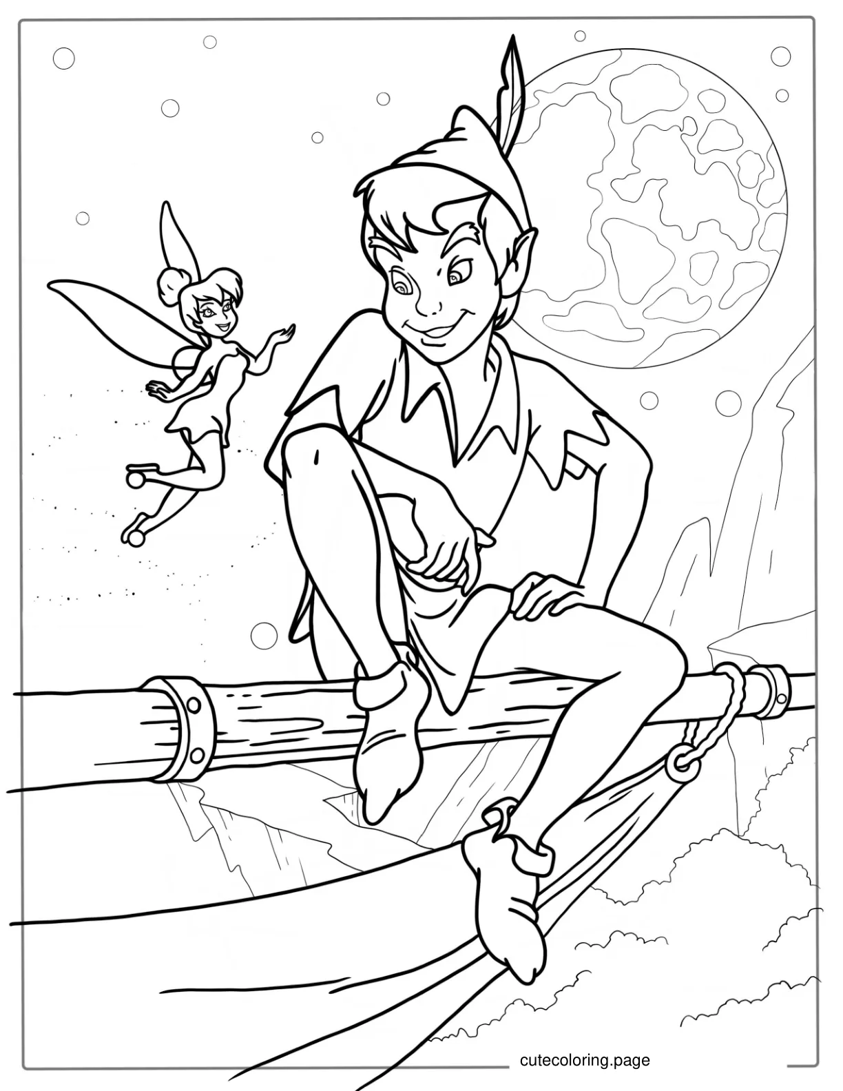 Peter Pan And Tinker Bell Coloring Sheet coloring page