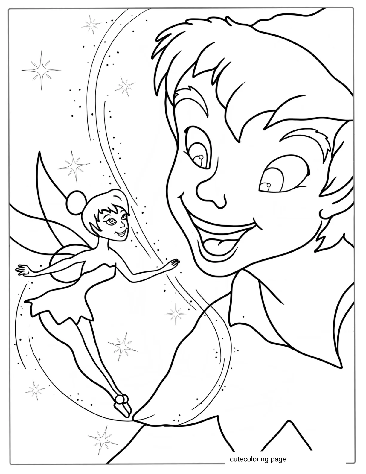 Tinker Bell And Peter Pan Coloring Page coloring page