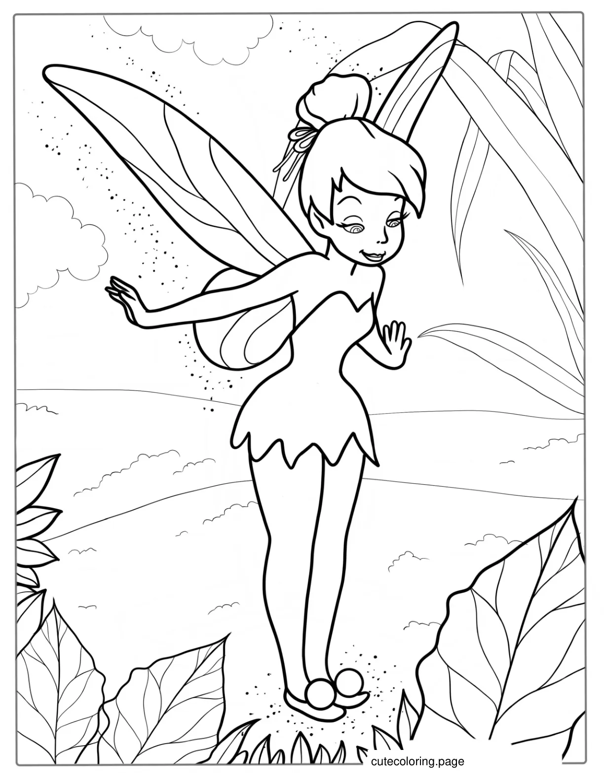 Tinker Bell In Pixie Hollow Coloring Page coloring page