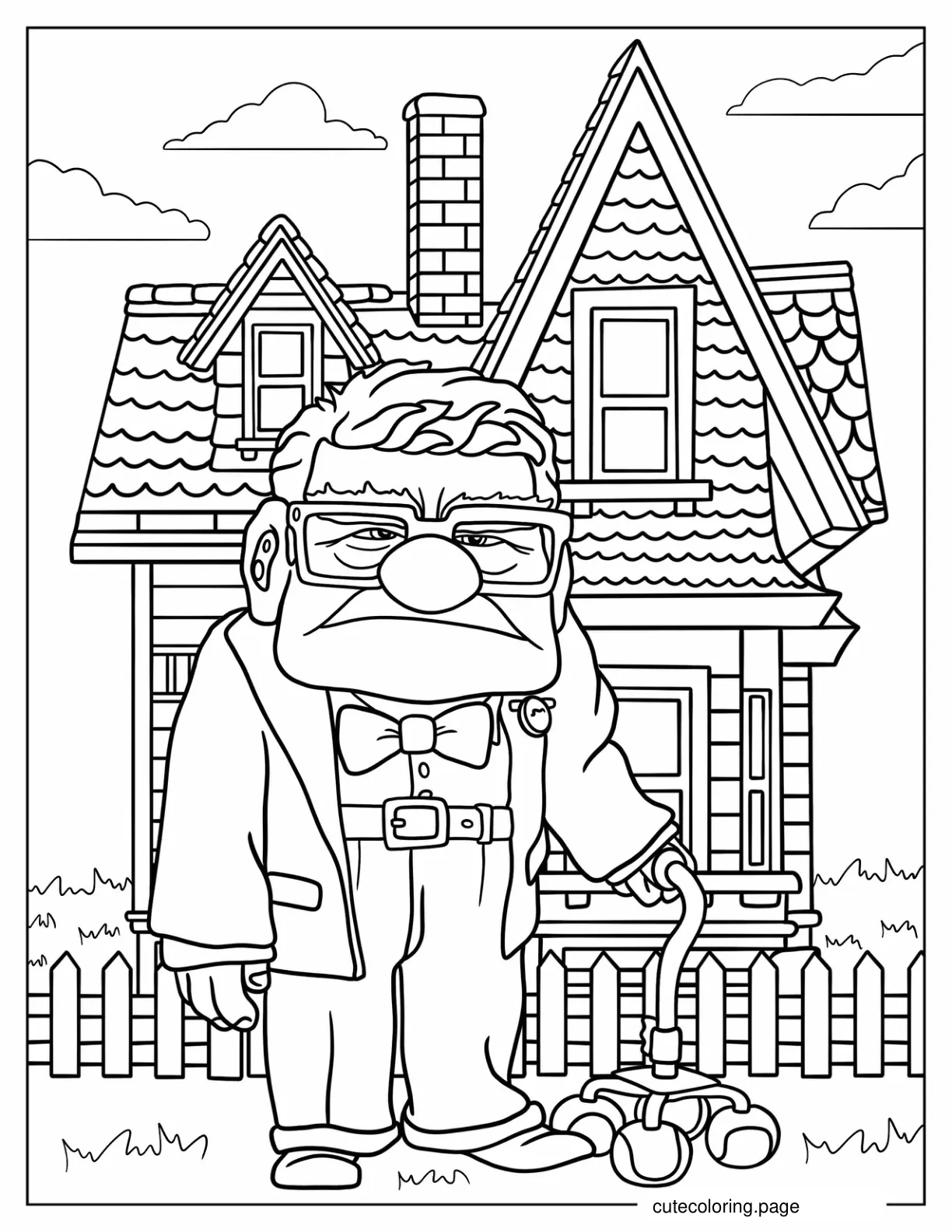 Grumpy Carl Standing Outside His House Up Coloring Sheet coloring page