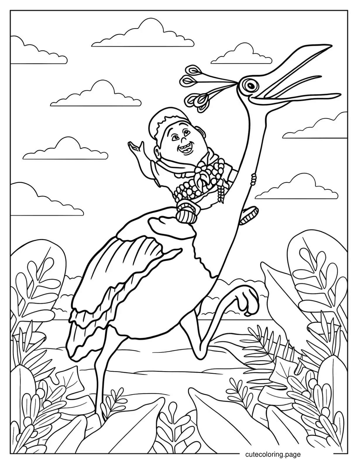 Russel Riding Kevin Dodo Bird Coloring Sheet coloring page