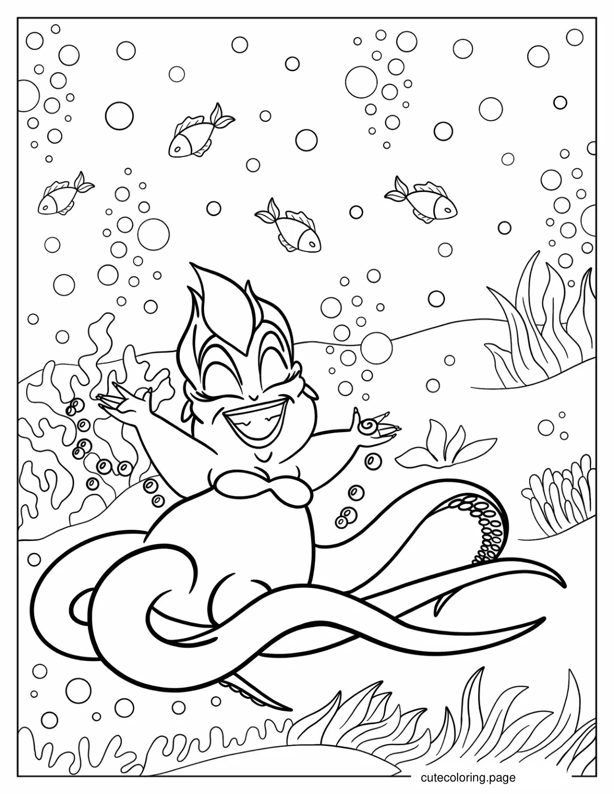 Chibi Ursula Dancing Under The Sea Coloring Page For Kids coloring page